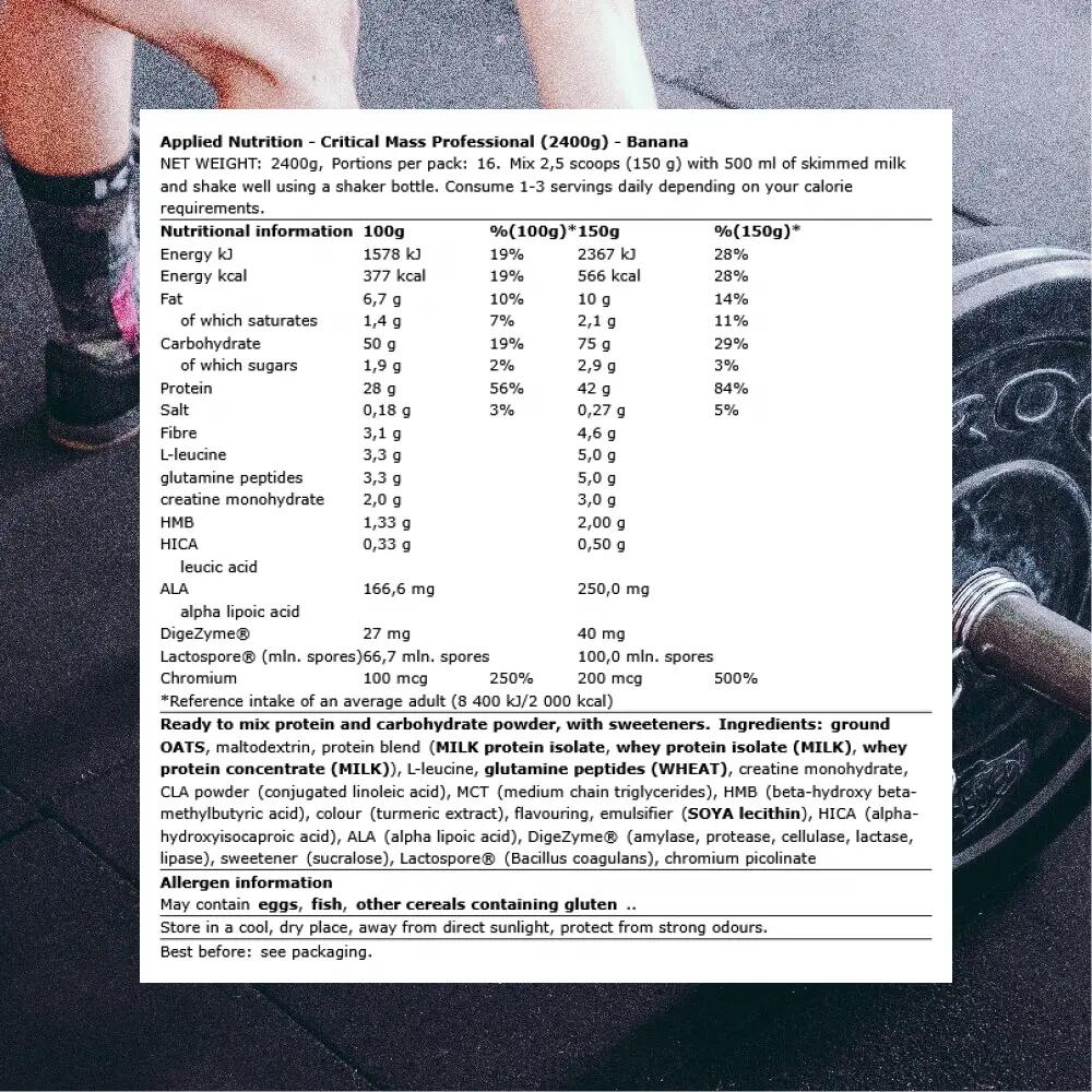 Applied Nutrition Critical Mass Professional (2400g) Banana - Prise de poids 3/3