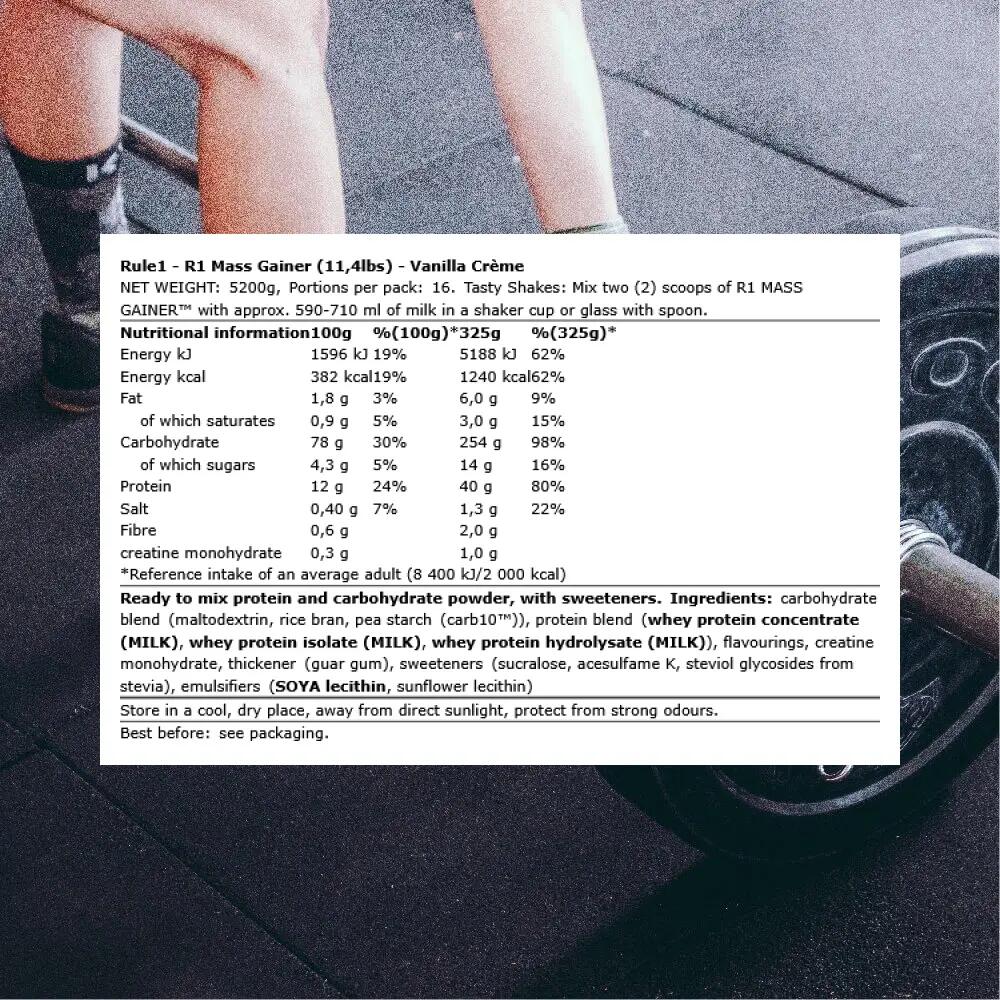Rule1 R1 Mass Gainer (11,4lbs) Vanilla Crème - Gewichtstoename - Met Creatine 3/4