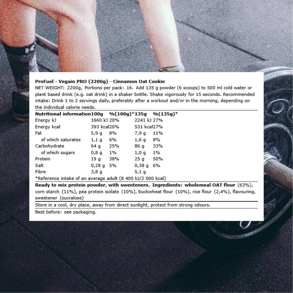 ProFuel Vegain PRO (2200g) Cinnamon Oat Cookie - Prise de poids - Sans Créatine 3/3