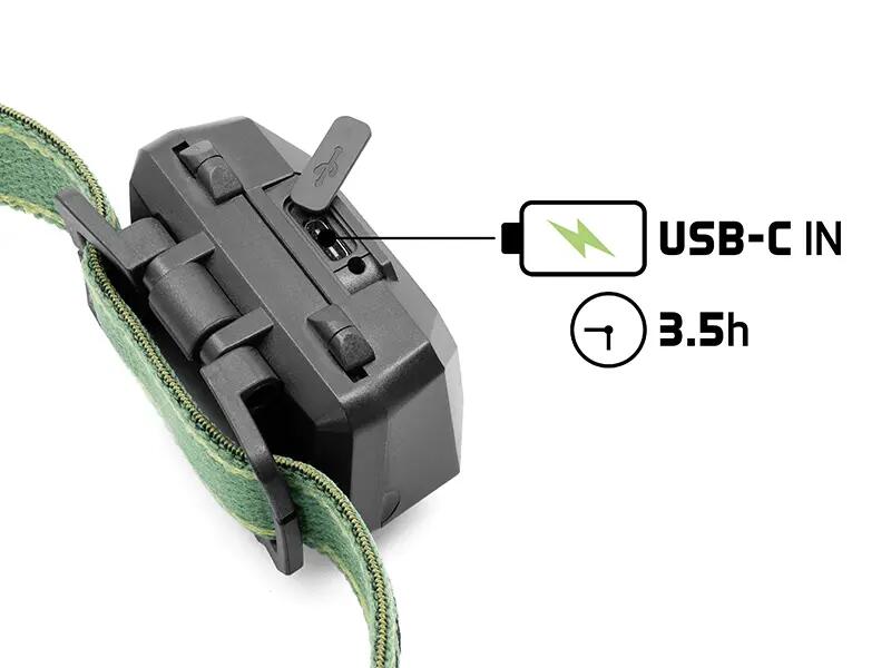 Lanterna frontal MONOX 3W/1500mAh - Lanterna de cabeça - Luz branca verde 7/7