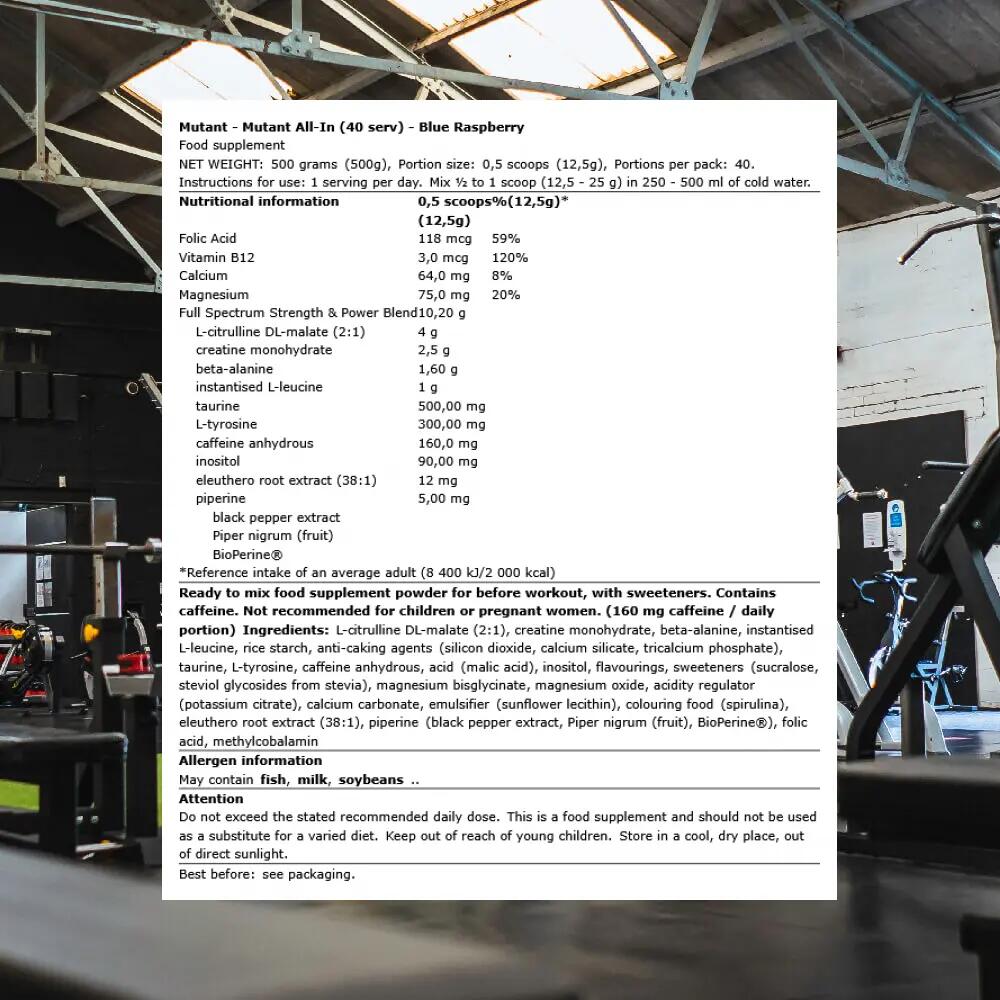 Mutant Mutant All-In (40 serv) Blue Raspberry - Pré-entraînement 3/3
