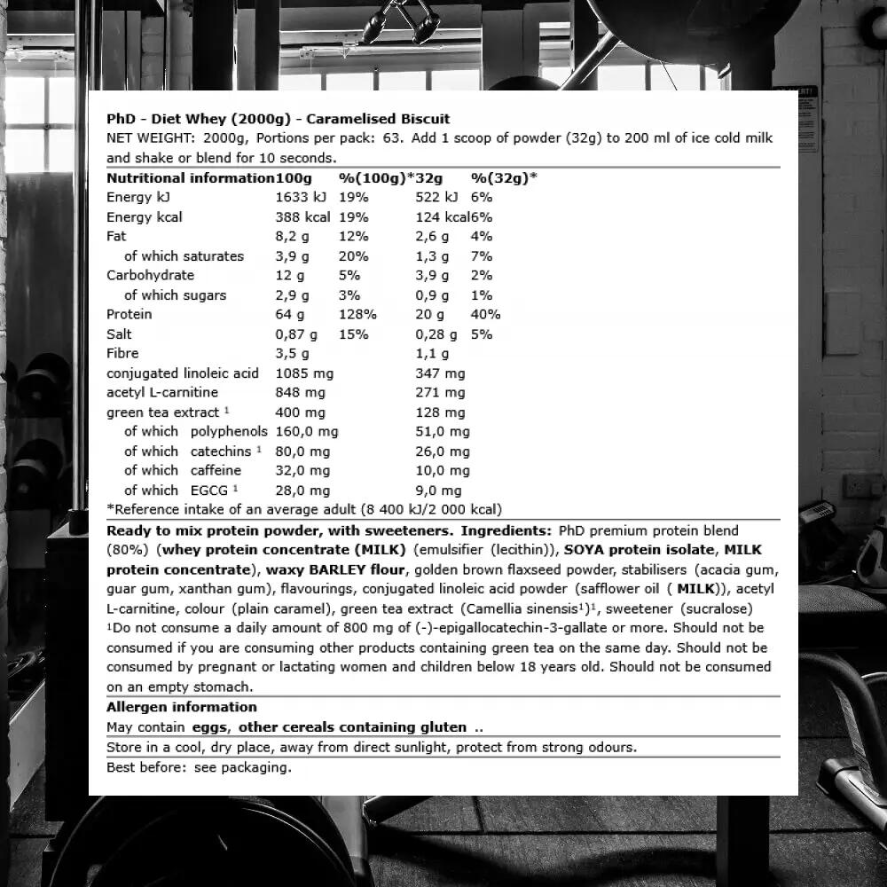 PhD Diet Whey (2000g) Caramelised Biscuit - Proteine - Miscela di proteine 3/3