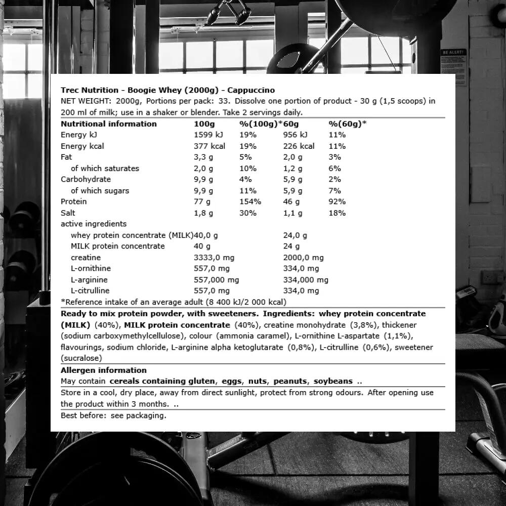 Trec Nutrition Boogie Whey (2000g) Cappuccino - Protéines - Mélange de protéines 3/3
