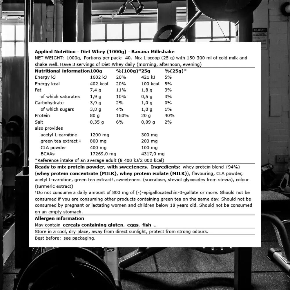Applied Nutrition Diet Protein (1000g) Banana Milkshake - Eiwitten 3/3