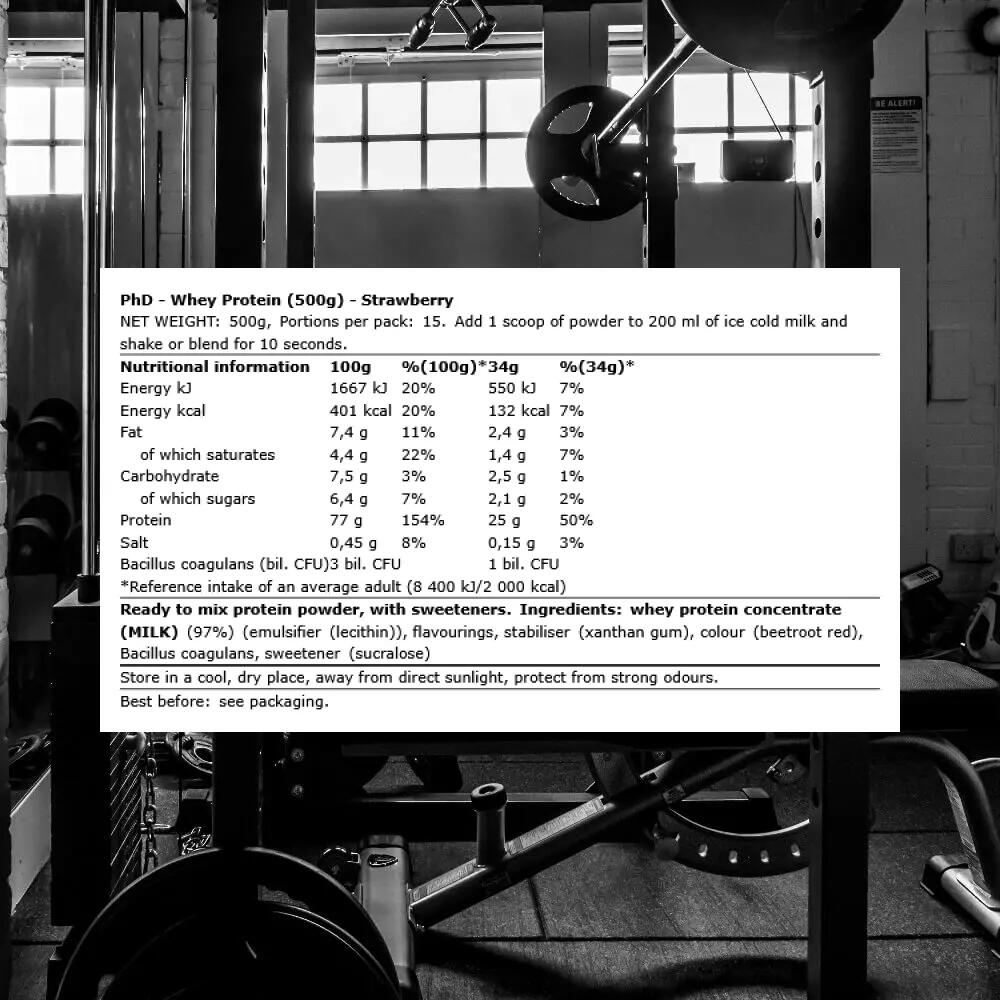 PhD Whey Protein (500g) Strawberry - Protéines 3/3