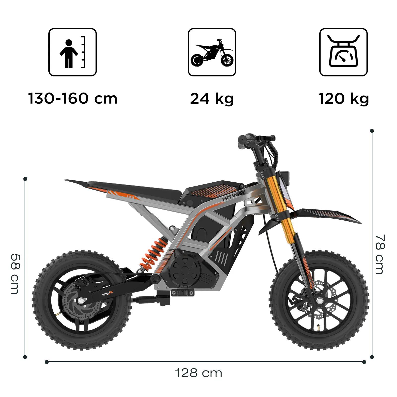 Bicicleta elétrica infantil HT100 14" 400W bateria 36V 10,4Ah 2/7
