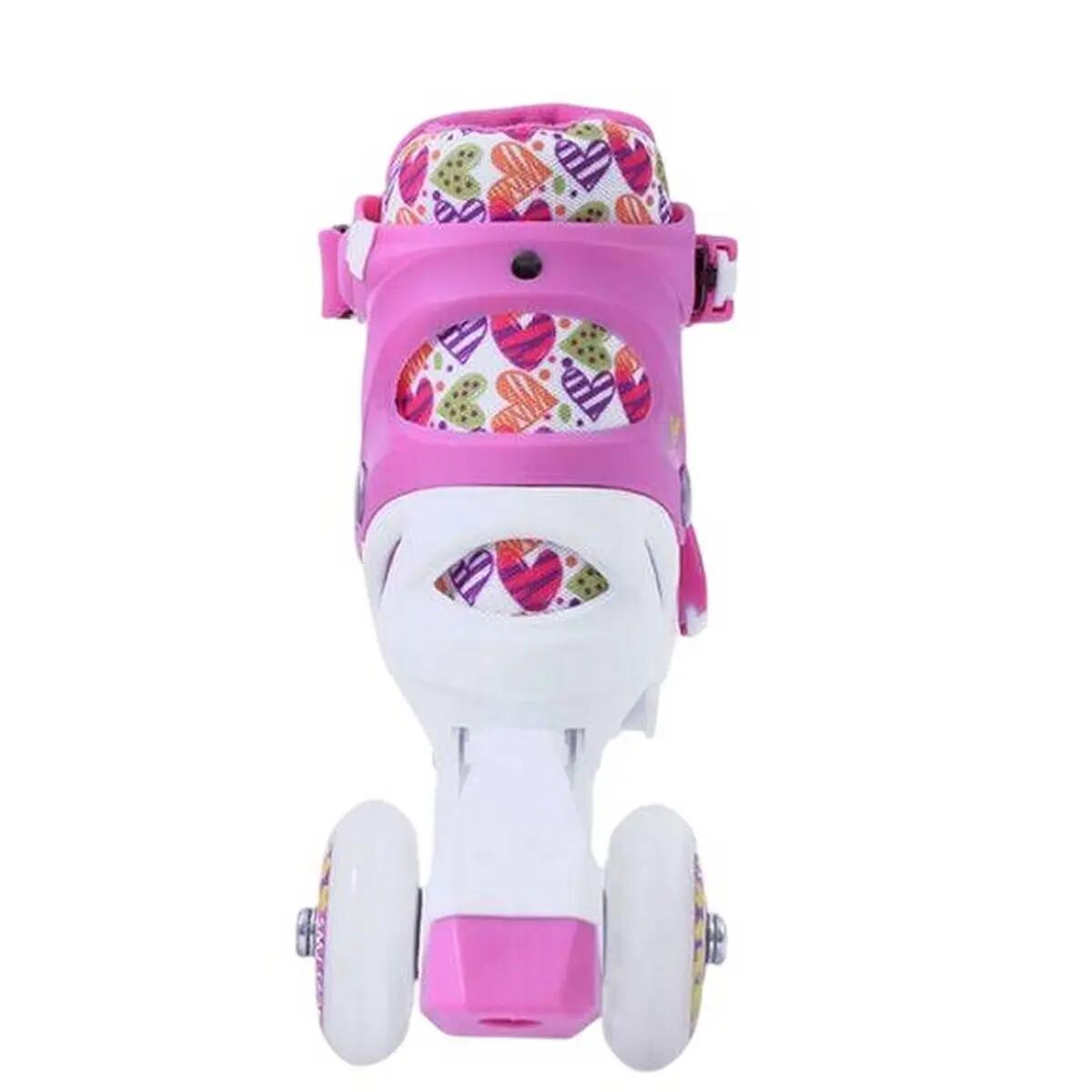 Patins À Roulettes Alignées Style Cœurs 2IN1 Enfant (Blanc / Rose) 6/6