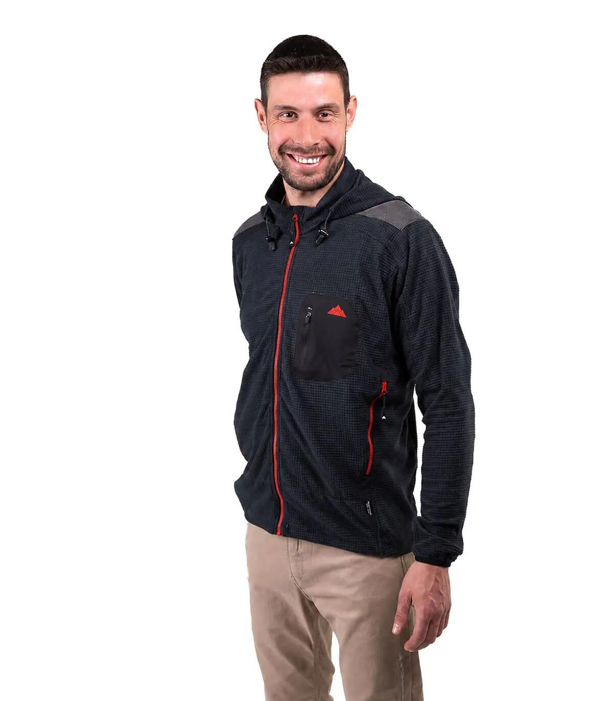 Forro Polar de Montaña y Escalada Transpirable con Capucha Grizzly Hombre Rojo 4/5