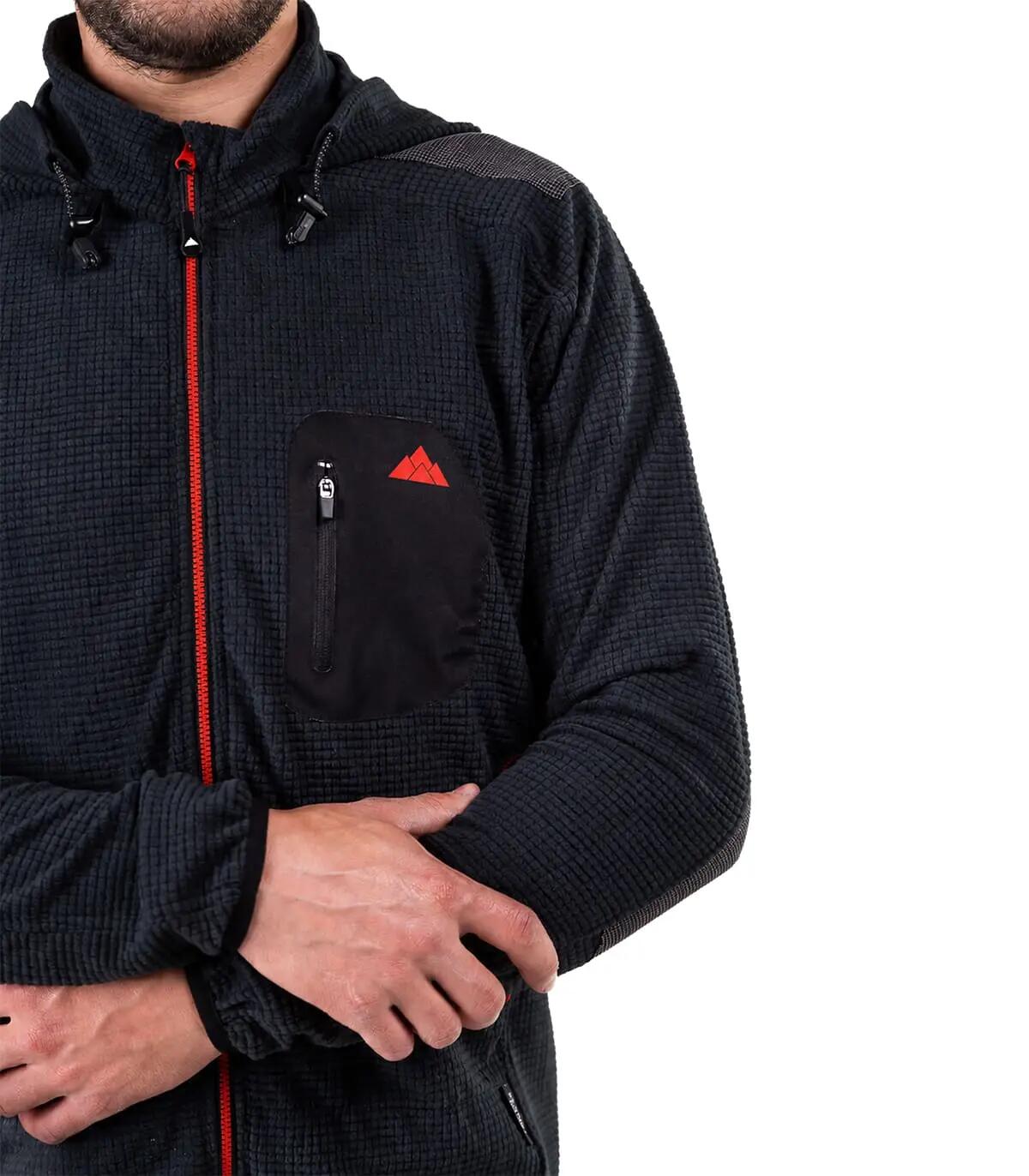 Forro Polar de Montaña y Escalada Transpirable con Capucha Grizzly Hombre Rojo 3/5
