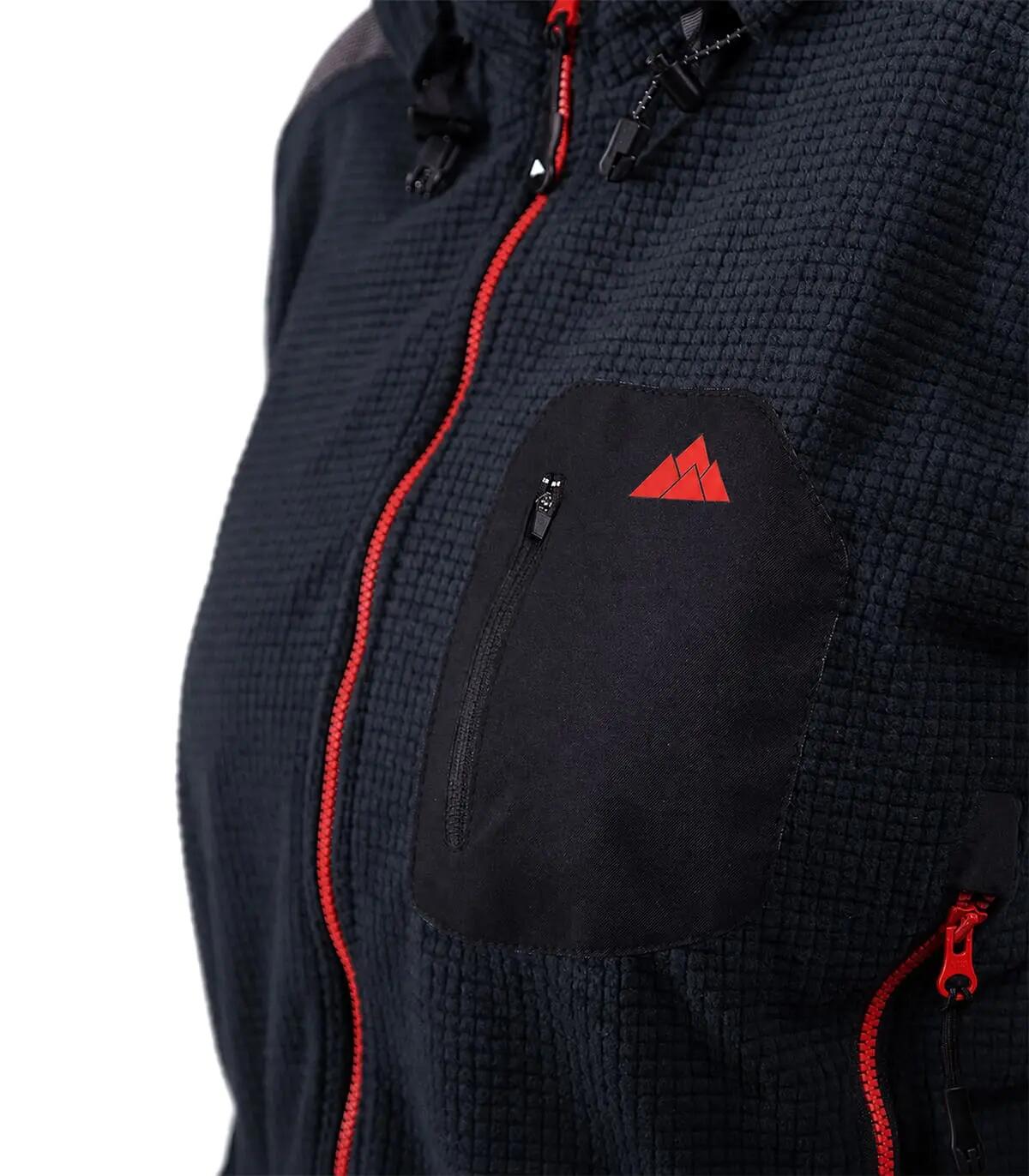Casaco Polar Grizzly Alpinismo E Escalada Mulher Transpirável Com Capuz Vermelho 3/5