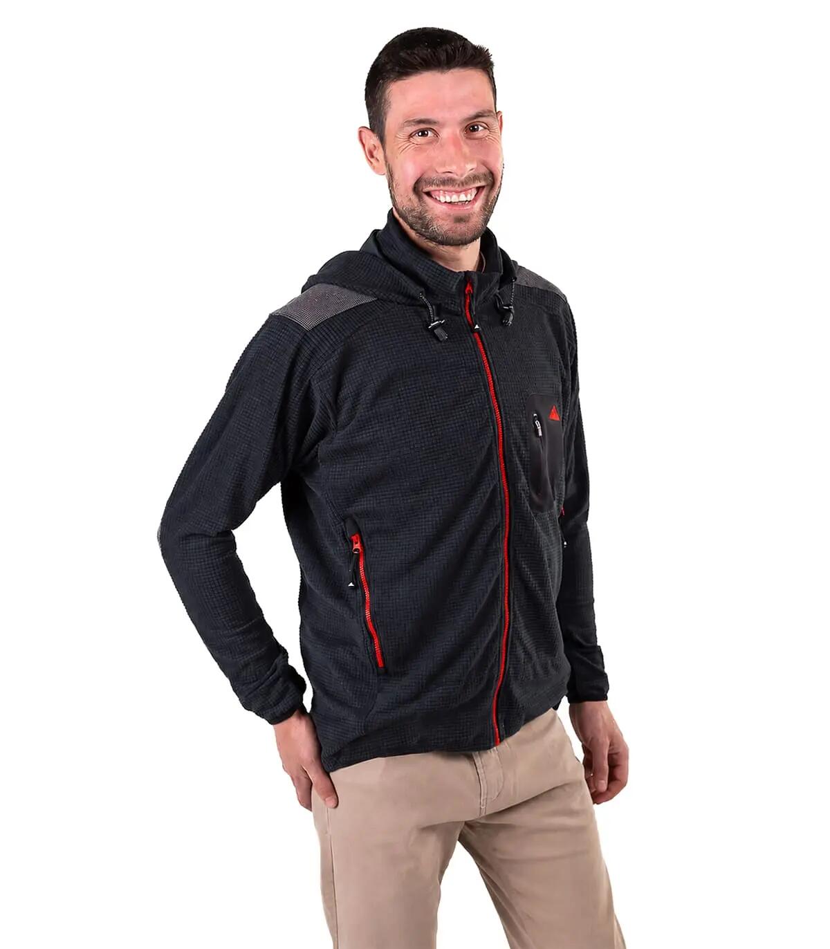 Forro Polar de Montaña y Escalada Transpirable con Capucha Grizzly Hombre Rojo 2/5