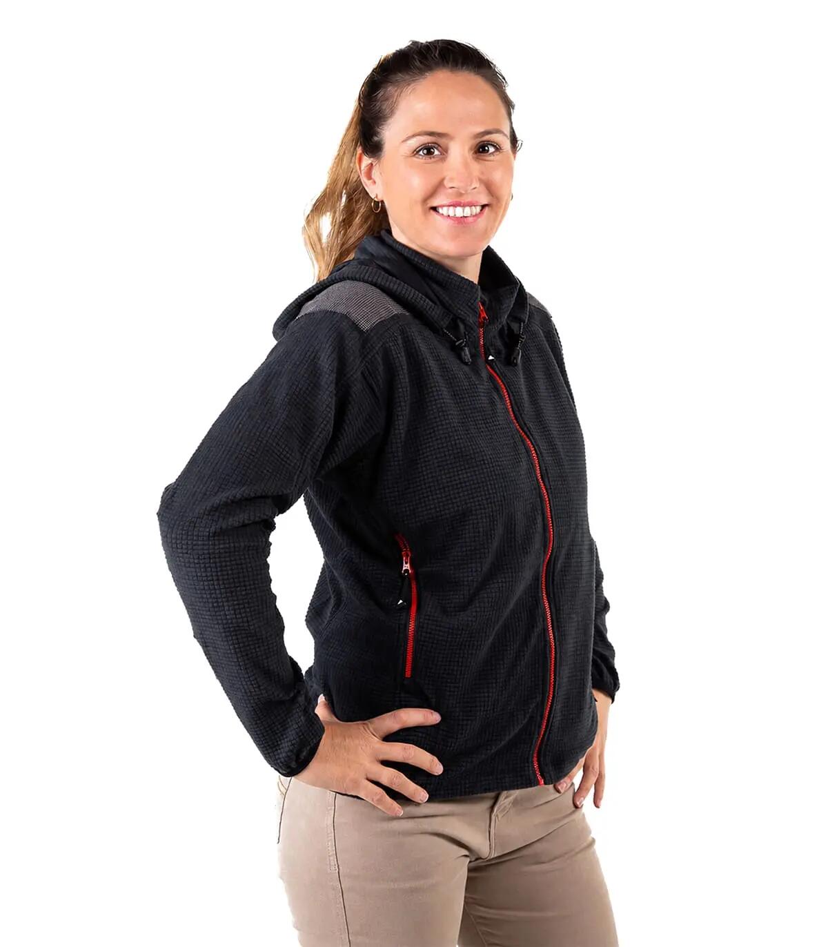Casaco Polar Grizzly Alpinismo E Escalada Mulher Transpirável Com Capuz Vermelho 2/5