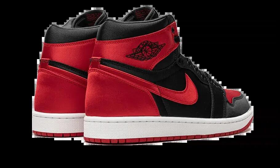 Unisex - schuhe - satin - air jordan 1 - schwarz/rot 3/4