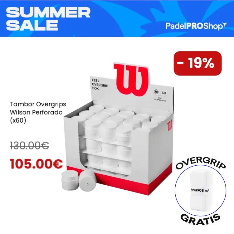 Caixa 60 Wilson Padel Overgrips Branco Pro Perfurado 1/3