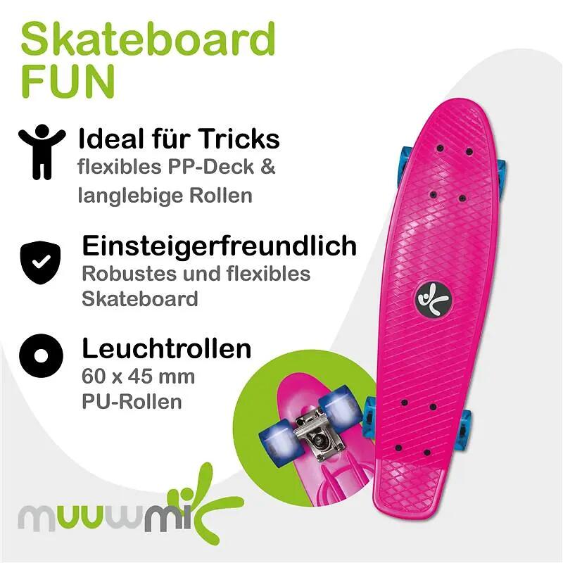 muuwmi Skateboard ABEC 5 Fun pink, mit Leuchtrollen 2/8