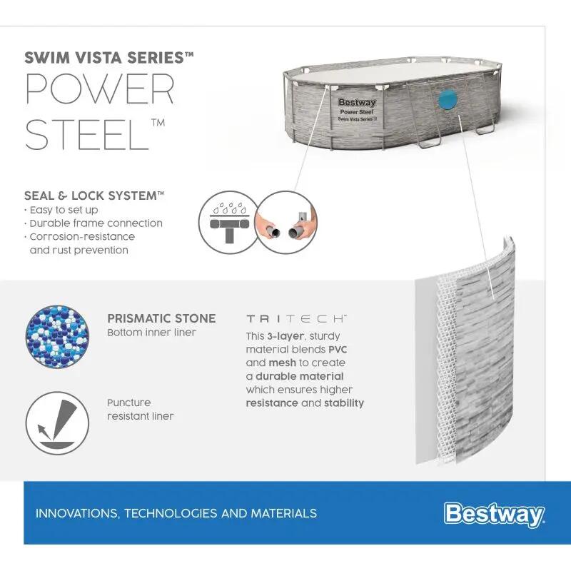 Bestway Piscine hors sol - Ovale - Power Steel Swim Vista  488x305x107 cm 6/8