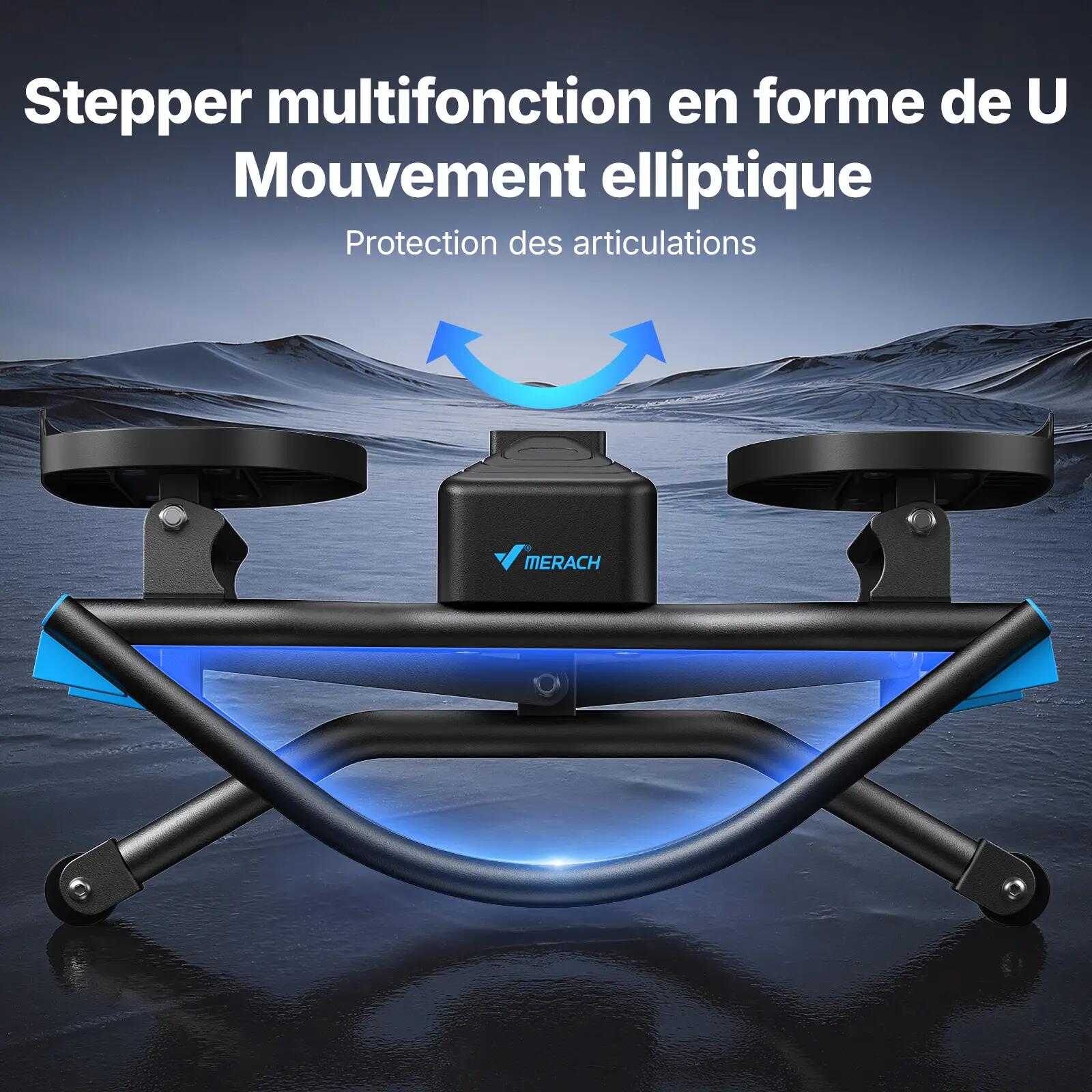Stepper - fitness - heimtrainer - leiser u-shape, lcd - hellgrau 7/8
