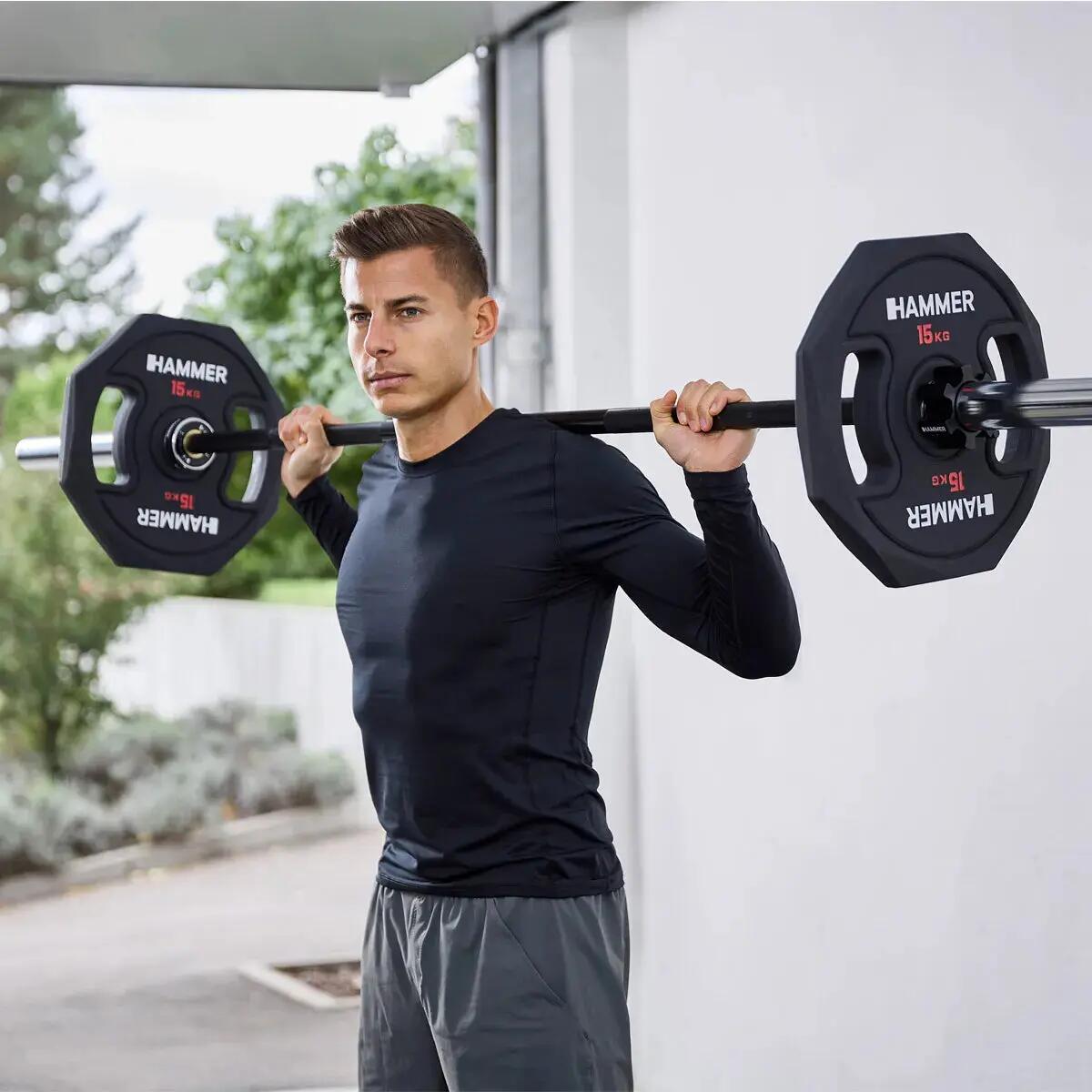 Barra olímpica hasta 350kg 220cm diámetro 50mm Hammer 9/13