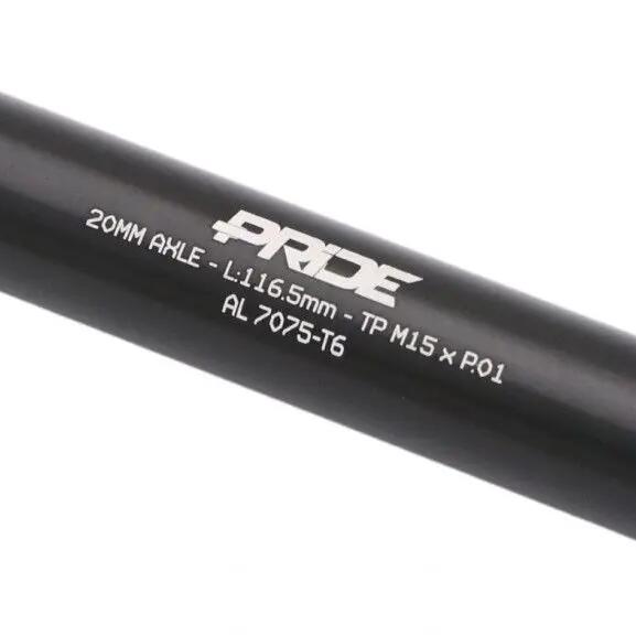 Pride Racing 20 x 116.5 mm thru axle with 6 black spacers