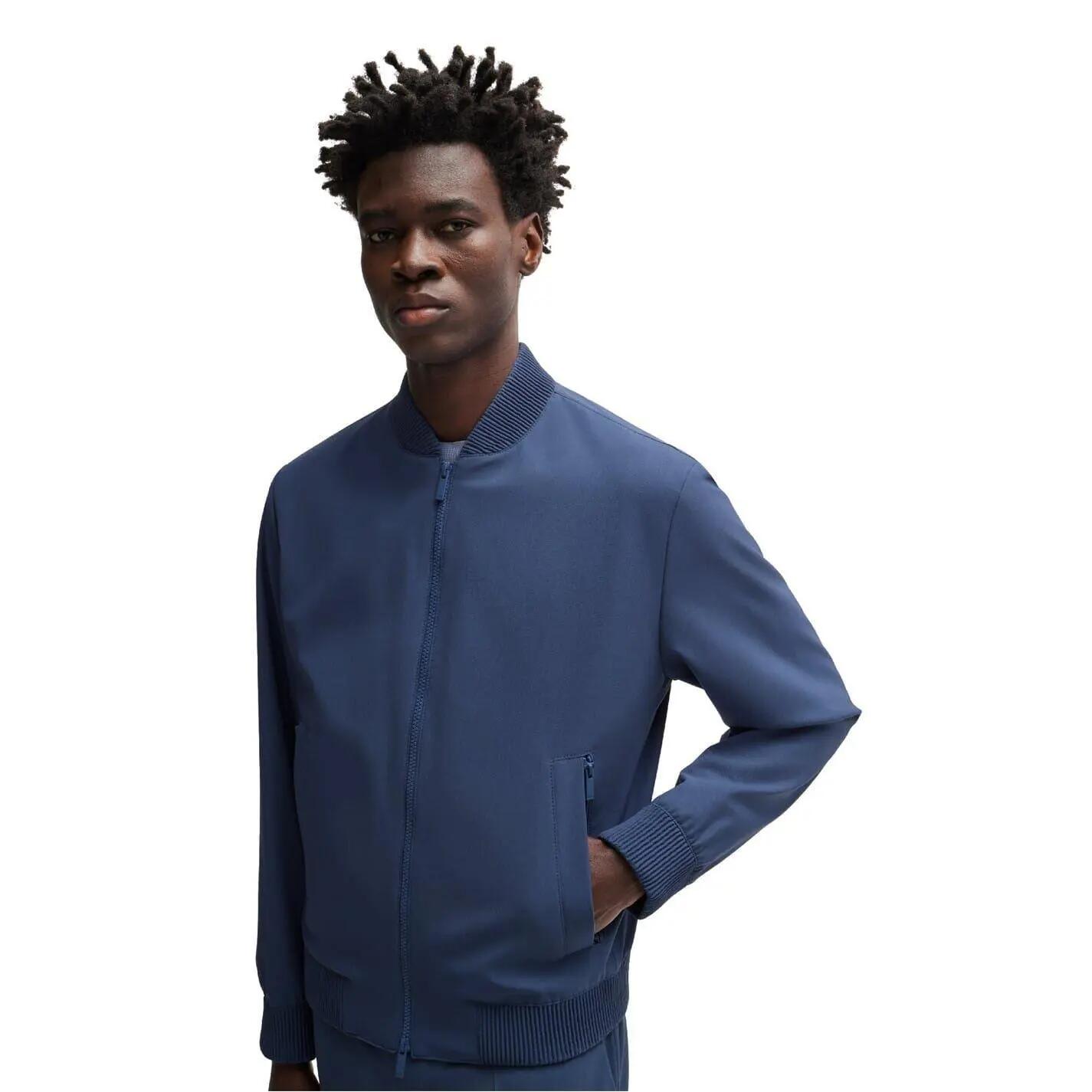 Bomber Regolare Tasca Con Zip Uomo Boss Blu Navy 3/3