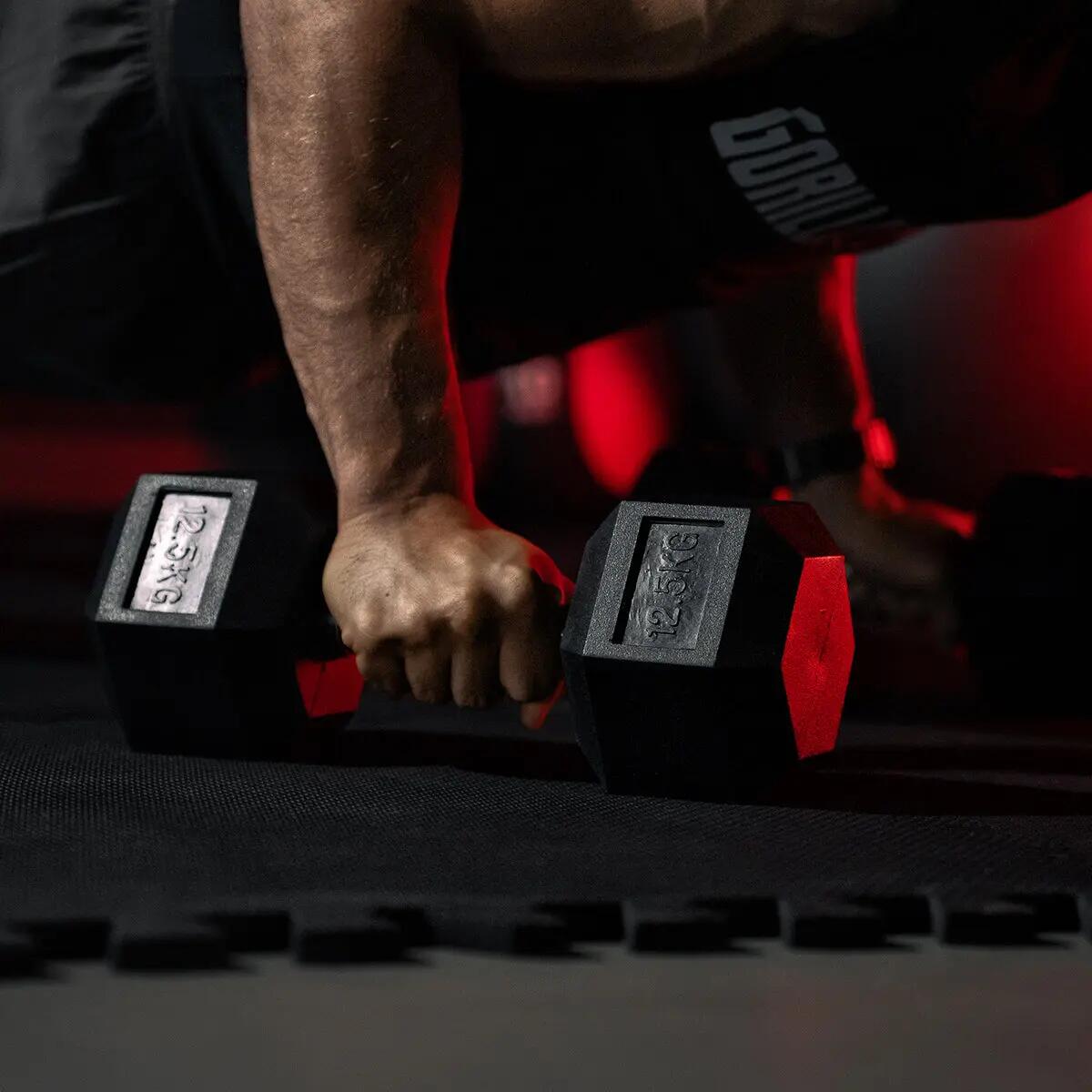 Dumbbels -  Set 14 kg - 6 & 8 kg - Hexagon - Gietijzer 5/7
