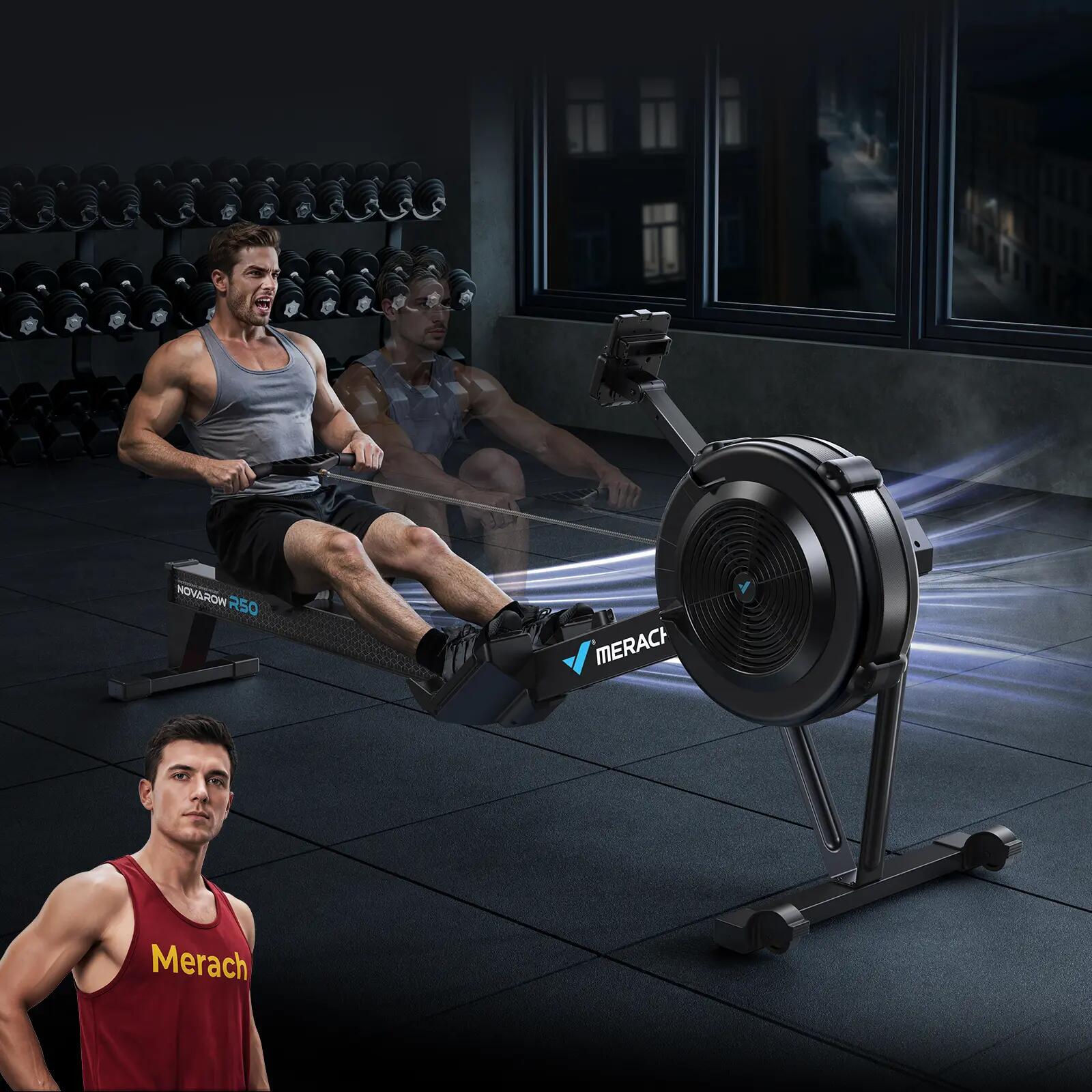 Luft-Rudergerät klappbar, Bluetooth, LCD, Profi-Cardio, bis 158kg, ergonomisch 2/8