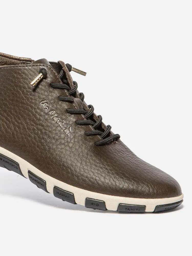 Tennis - femme - hautes, lacets élastiques - jesmini - marron 3/5