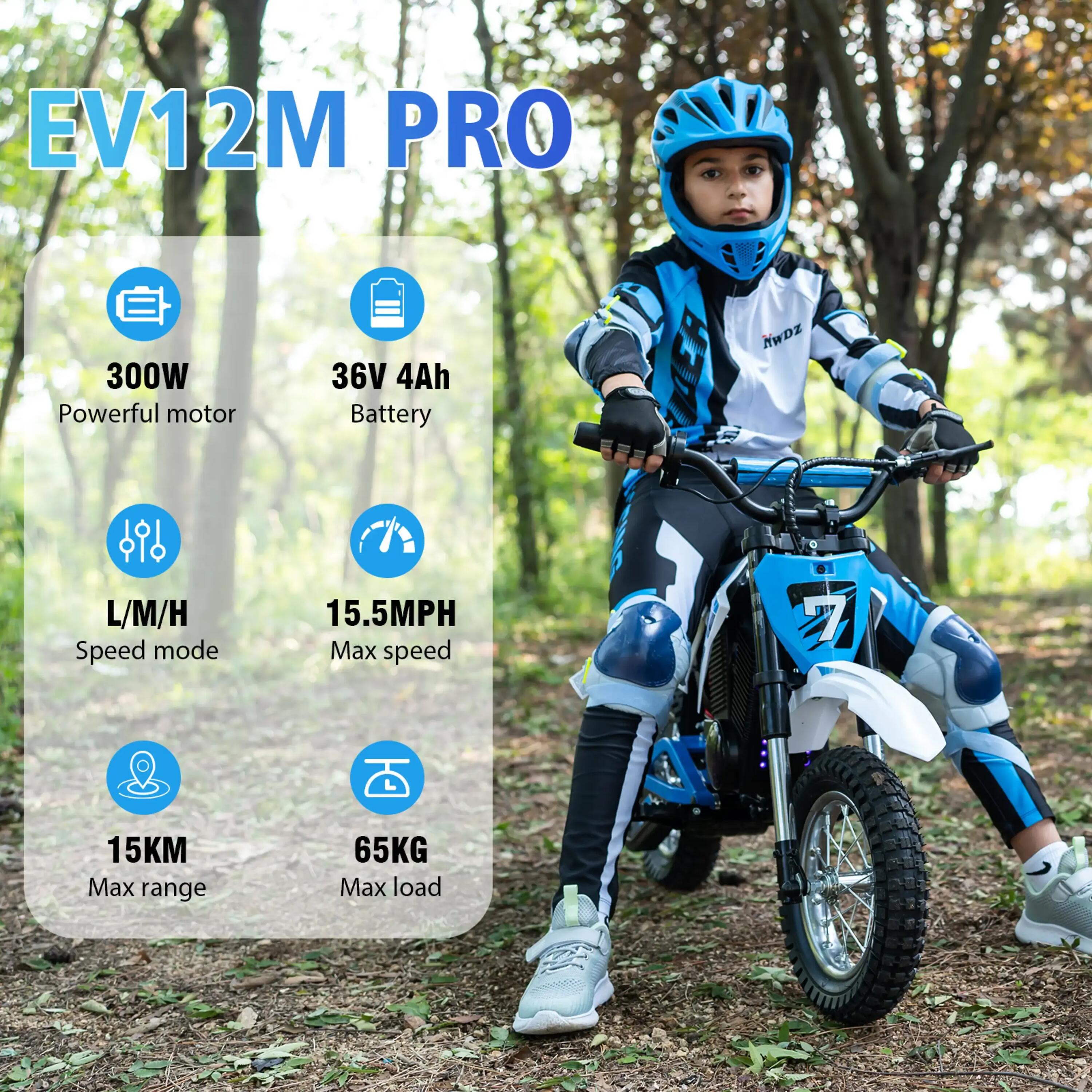 Elektromotorrad Kinder EV12M PRO-12 Zoll-Bluetooth-LED-Federung-18km Reichweite 4/12