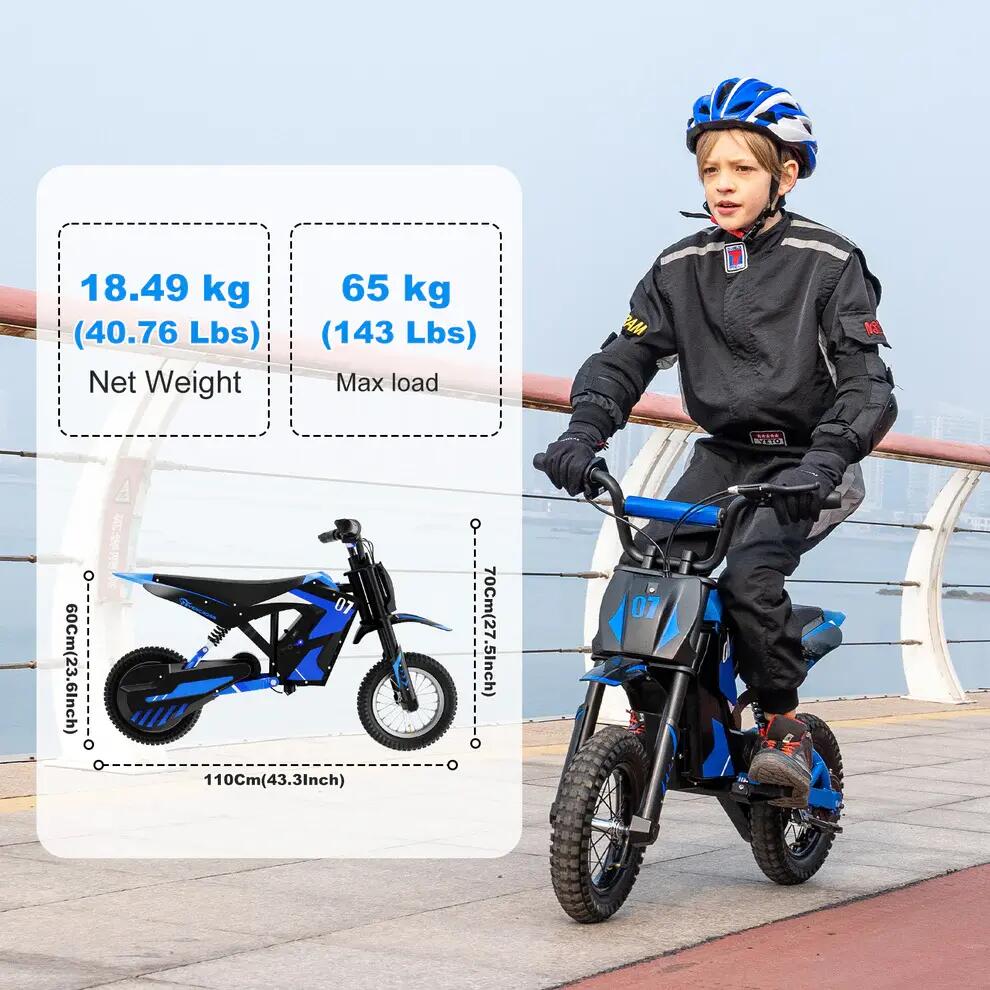 Moto elétrica criança EV12M-12 polegadas-Suspensão-Freio a tambor-18km autonomia 6/9