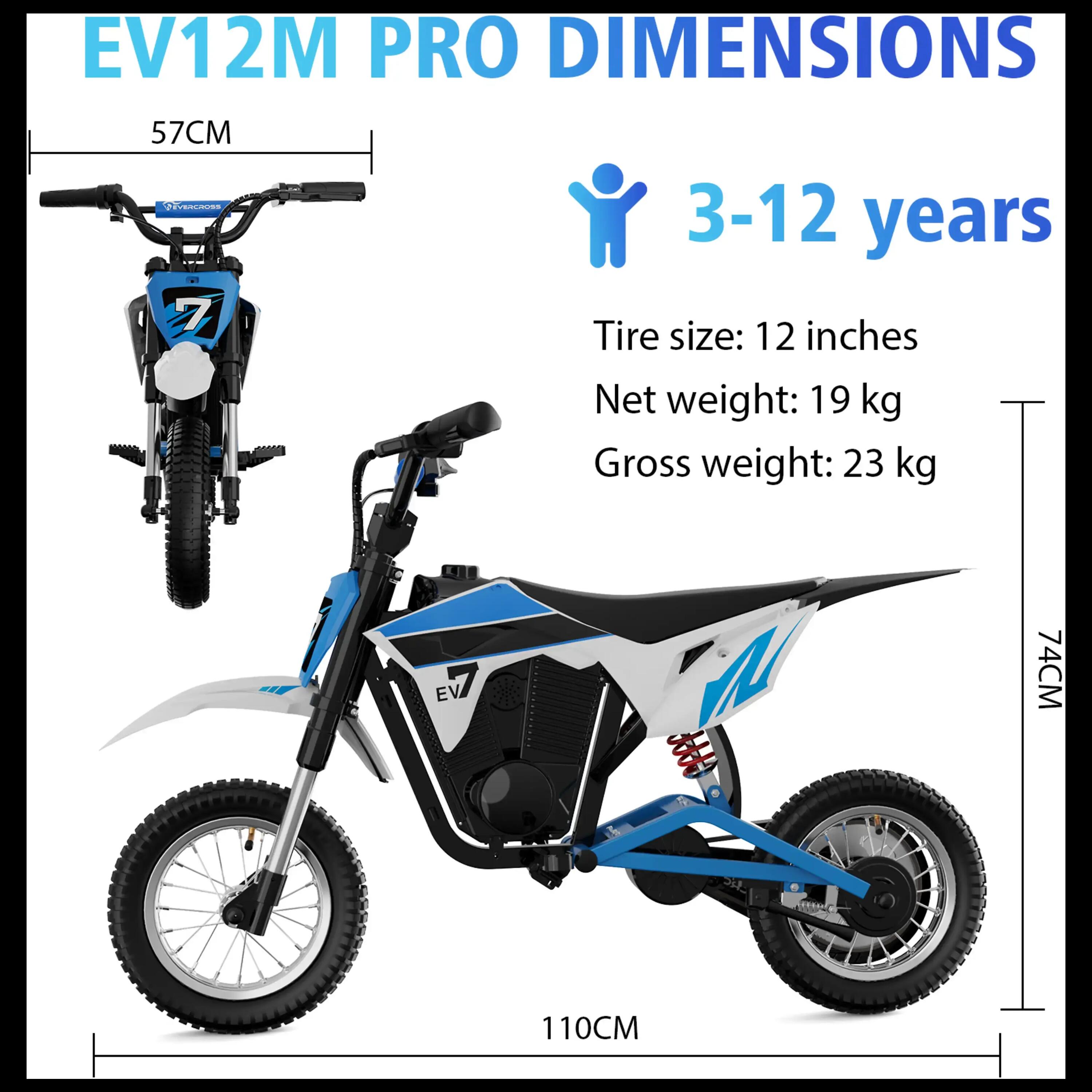 Elektromotorrad Kinder EV12M PRO-12 Zoll-Bluetooth-LED-Federung-18km Reichweite 2/12