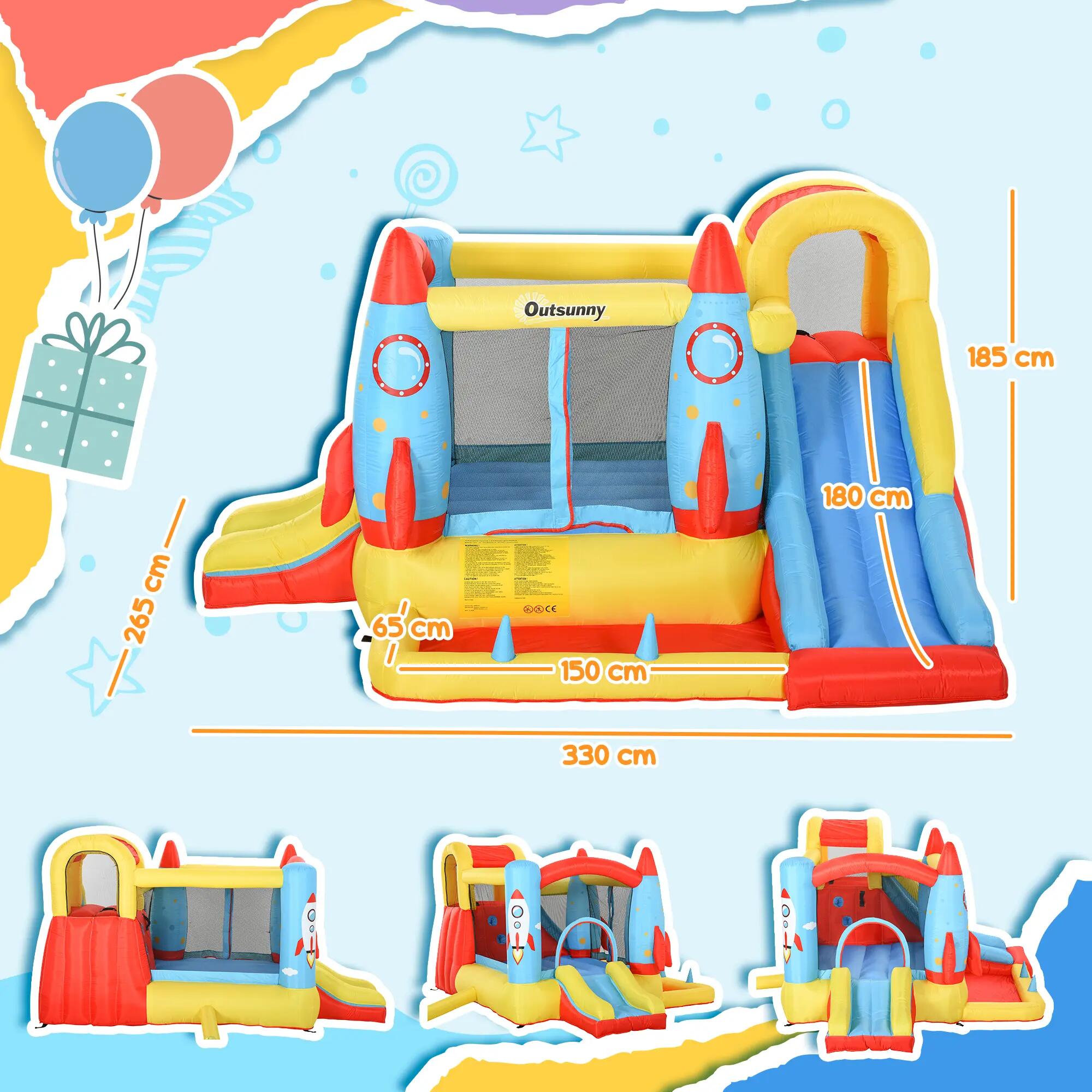 Castelo Insuflável 330x265x185cm Multicor Outsunny 3/7