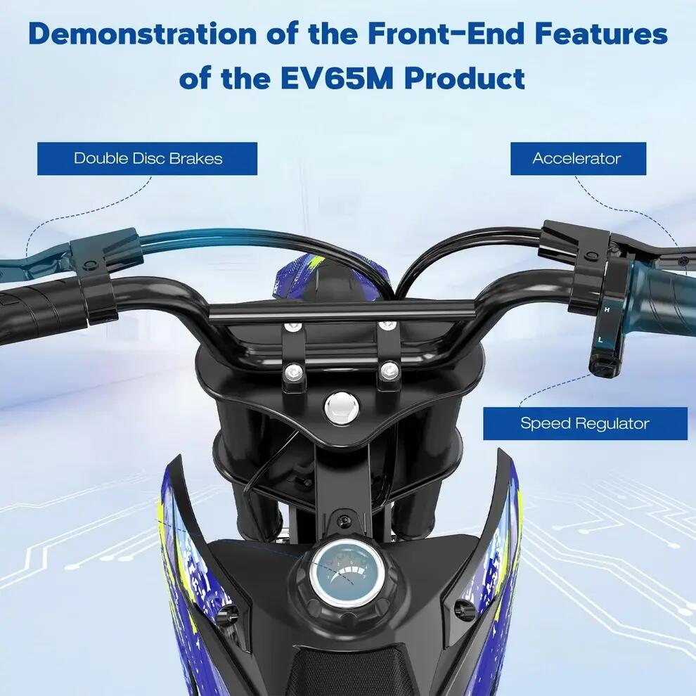 Moto elettrica bambino EV65M-14"-3 velocità-20km autonomia-Doppie sospensioni 3/8