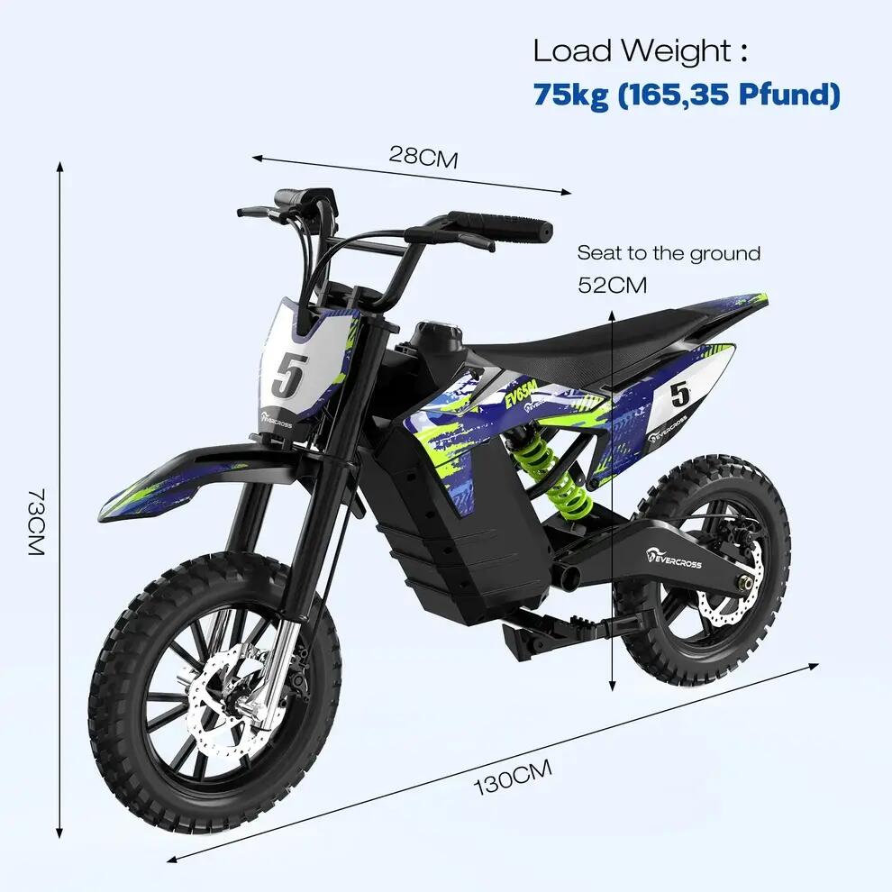 Moto elettrica bambino EV65M-14"-3 velocità-20km autonomia-Doppie sospensioni 2/8