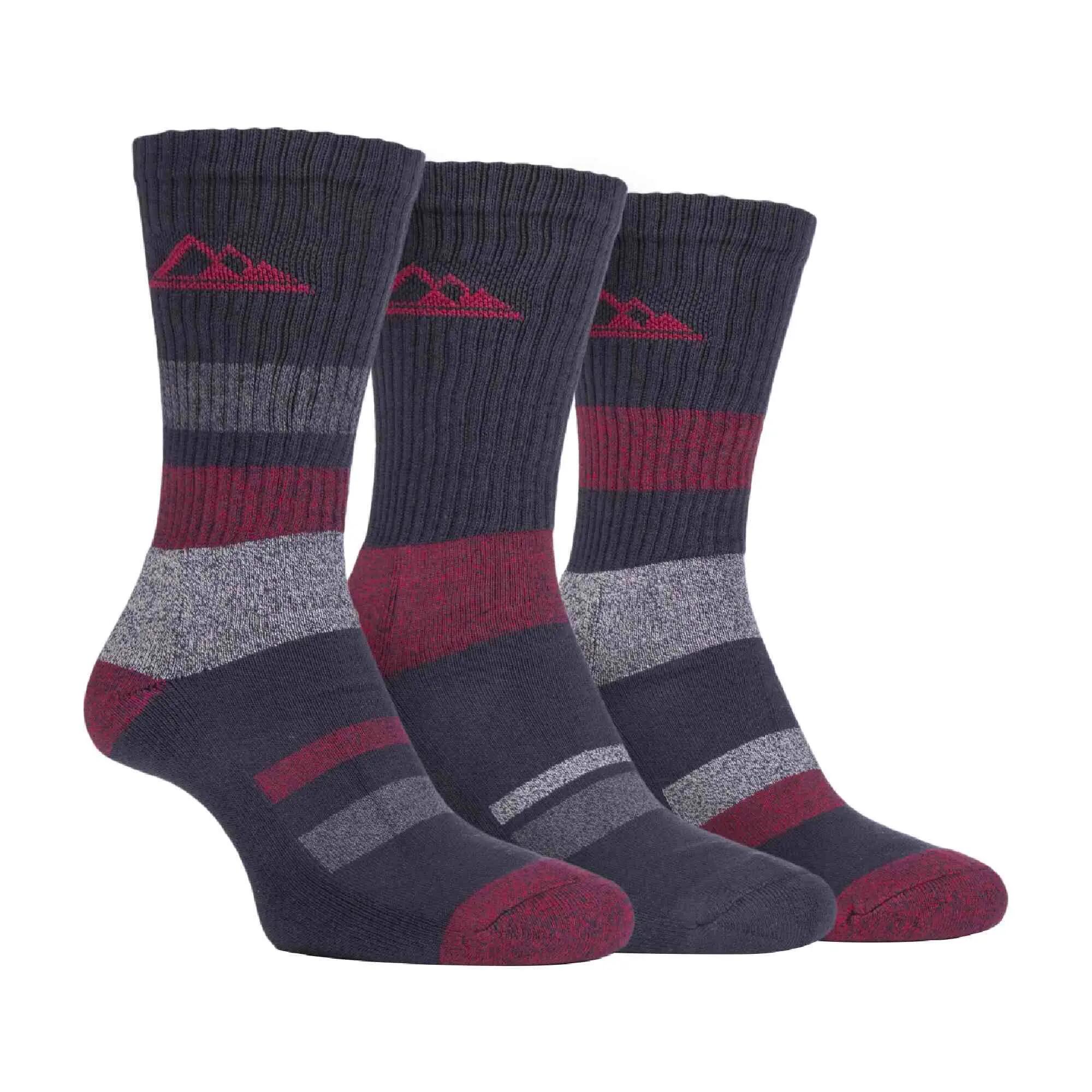 3 Pack Mens Cushion Sole Cotton Hiking Socks