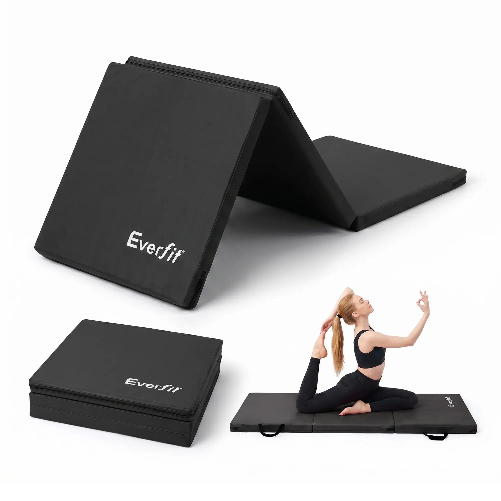 Everfit Gymnastics Mats Folding Exercise Floor Mat Portable 3 Fold Tumbling Mat