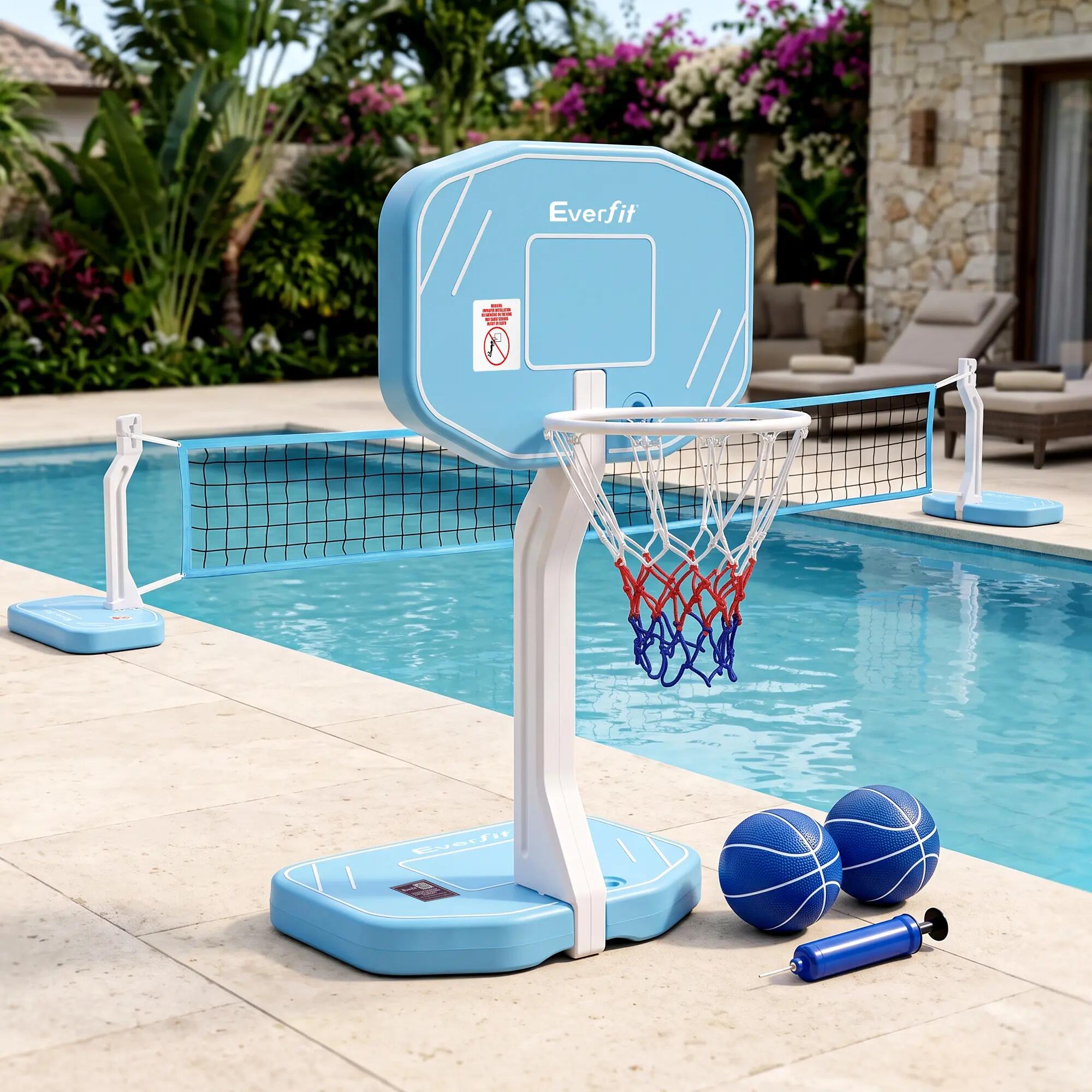 Everfit 2 in 1 Pool Basketball Hoop Volleyball Net Set Water Sports Game Combo W