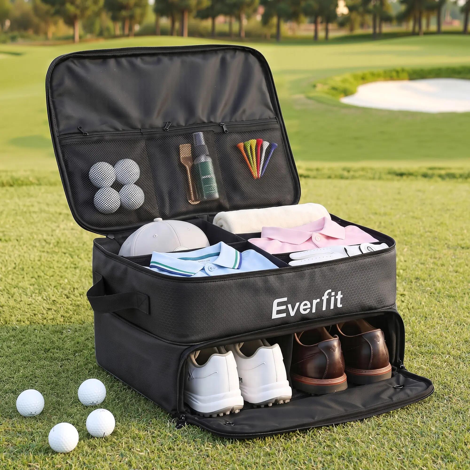 Everfit Golf Trunk Organizer for Car, 2-Tier Golf Storage Bag with Ventilated Sh