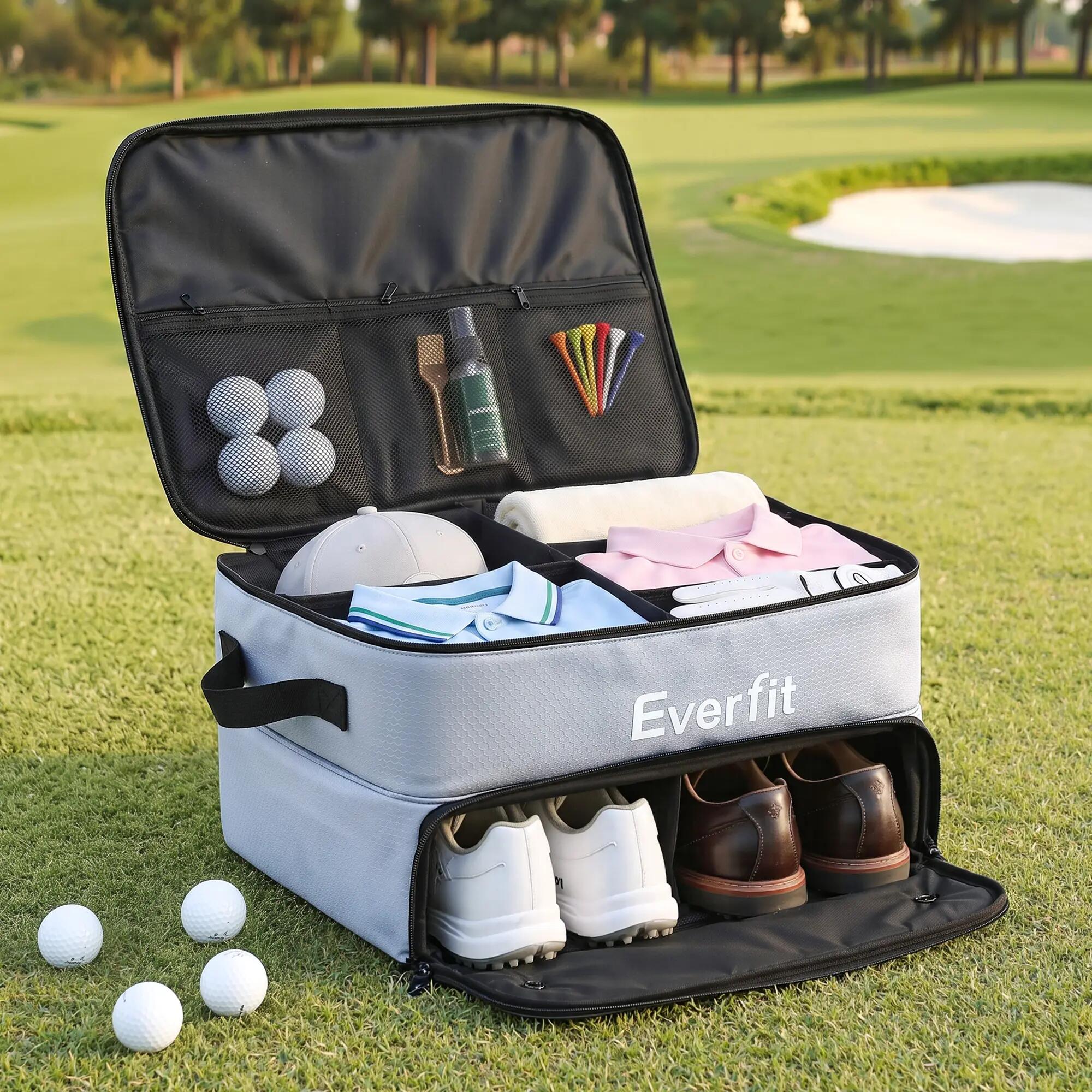 Everfit Golf Trunk Organizer for Car, 2-Tier Golf Storage Bag with Ventilated Sh