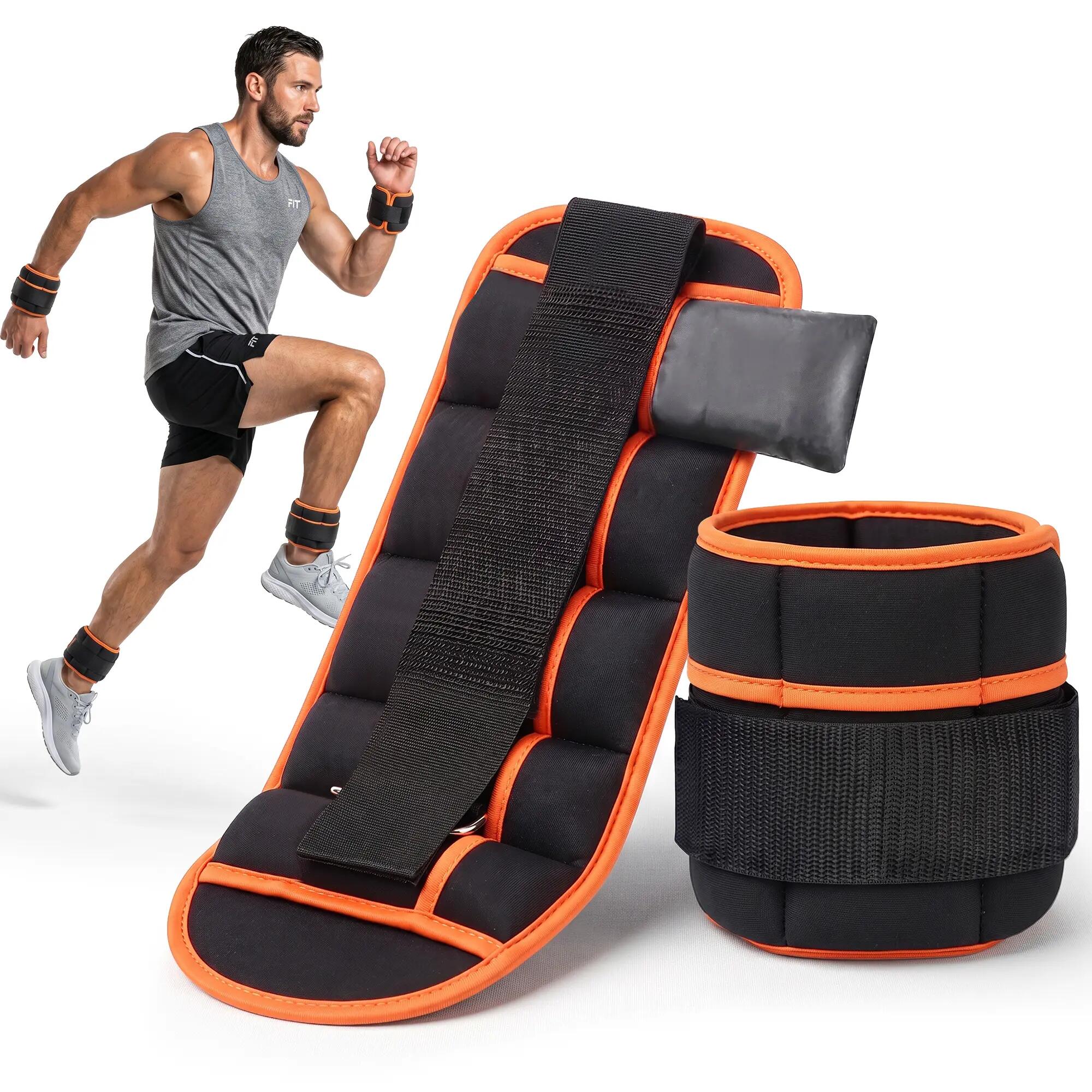 Everfit Adjustable Ankle Weights, 1 Pair (0.9-4.55Kg) Removable Sandbags for Wom