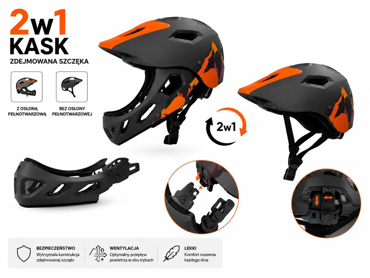 Kask rowerowy BTM-F1 FullFace XS (48-53cm) szary 6/6