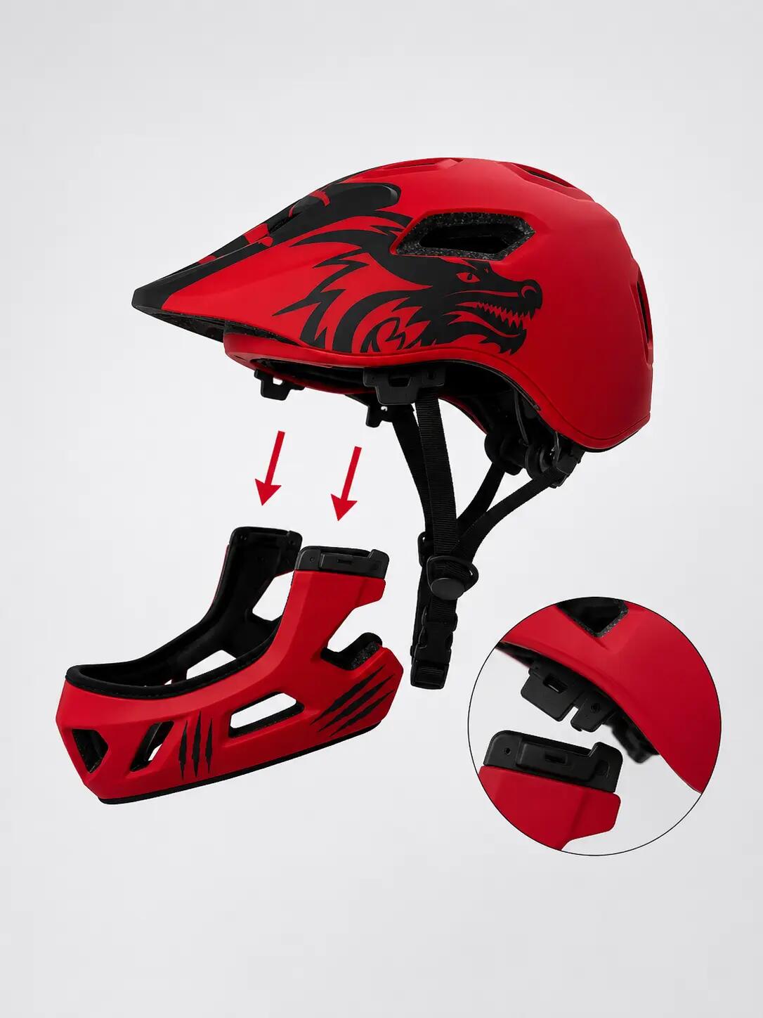 Kask rowerowy BTM-F1 FullFace S (52-56cm) czerwony 4/5