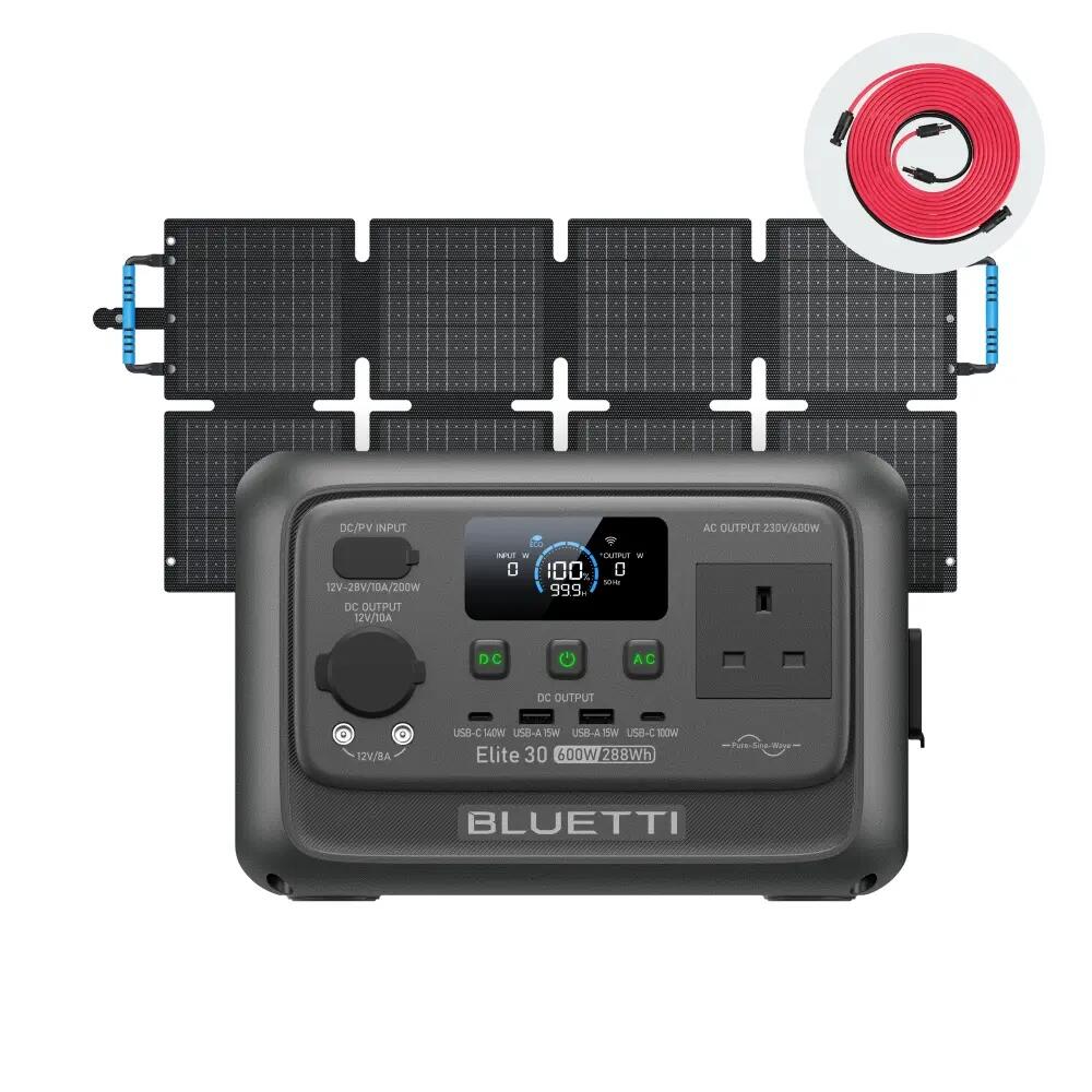 BLUETTI Elite 30 V2 + 60W 288Wh 600W Portable Power Station Solar Generator for Trip