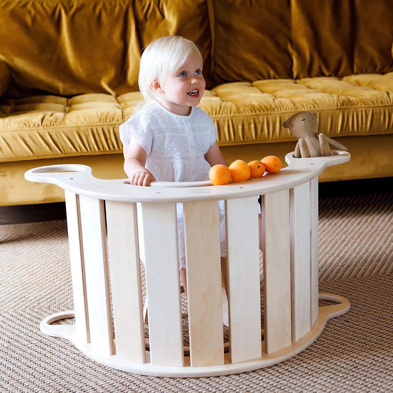 Dřevěná Montessori balanční houpačka – přírodní provedení 8/10