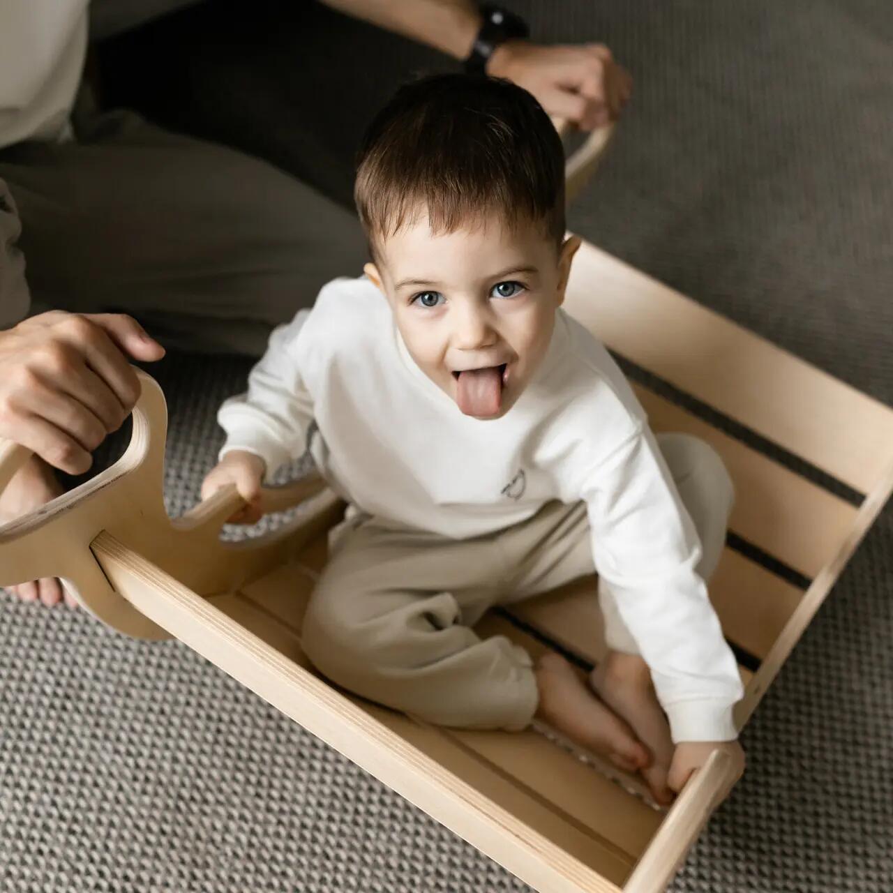 Dřevěná Montessori balanční houpačka – přírodní provedení 5/10