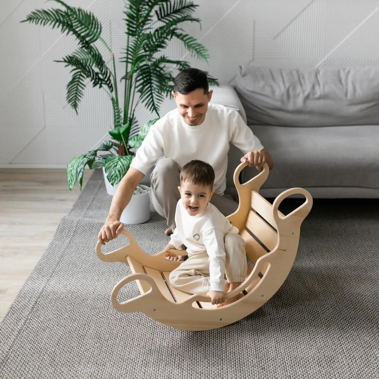 Dřevěná Montessori balanční houpačka – přírodní provedení 4/10