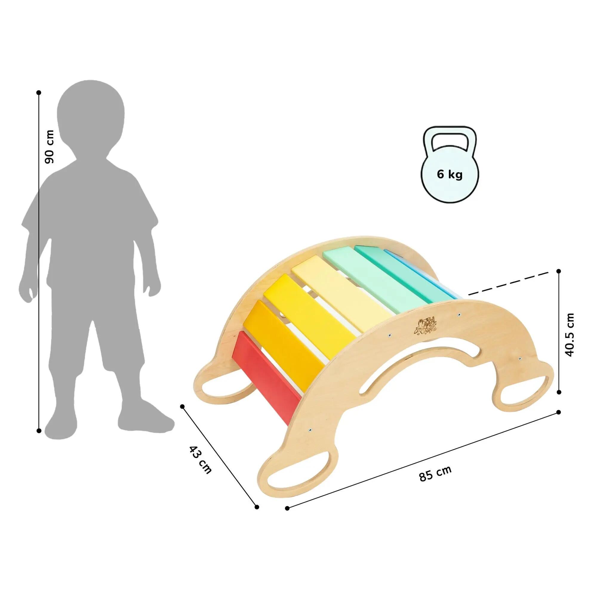 Dřevěná Montessori balanční houpačka – pestré barvy 9/10