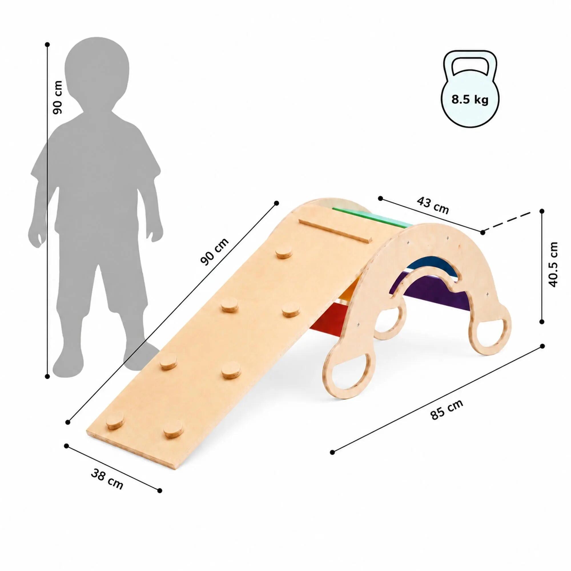 Montessori set: pestrá houpačka, oboustranná deska a polštář 9/10