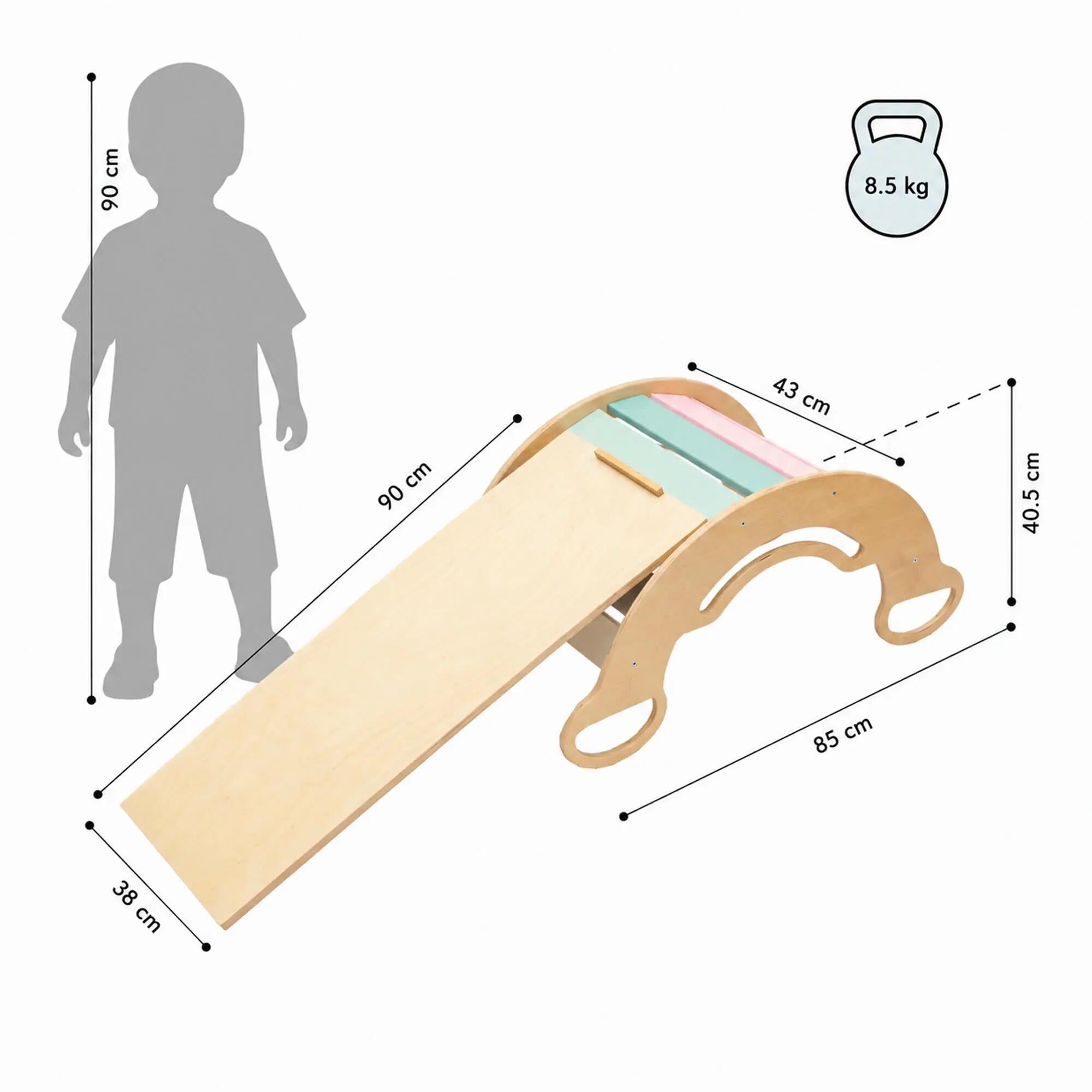Montessori set s balanční houpačkou v pastelových barvách a oboustrannou deskou 9/10