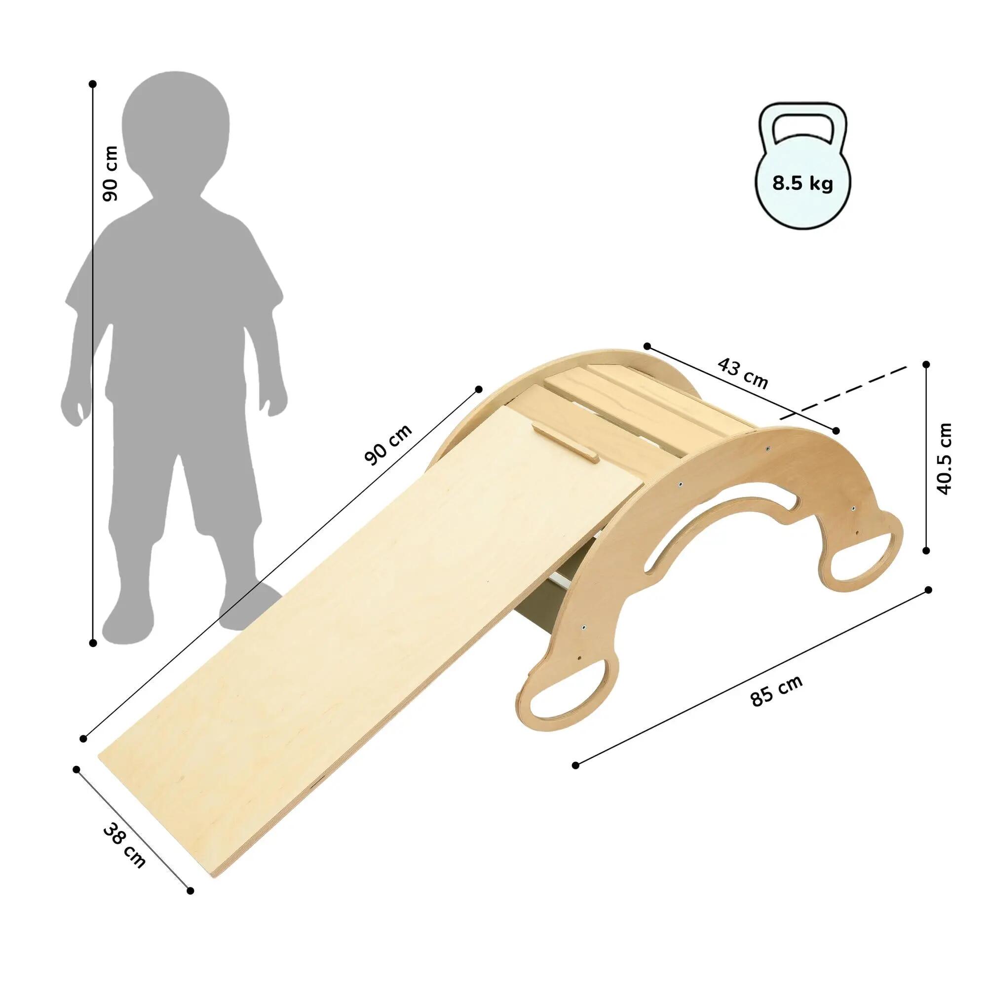 Montessori set s balanční houpačkou v přírodním provedení a oboustrannou deskou 9/10