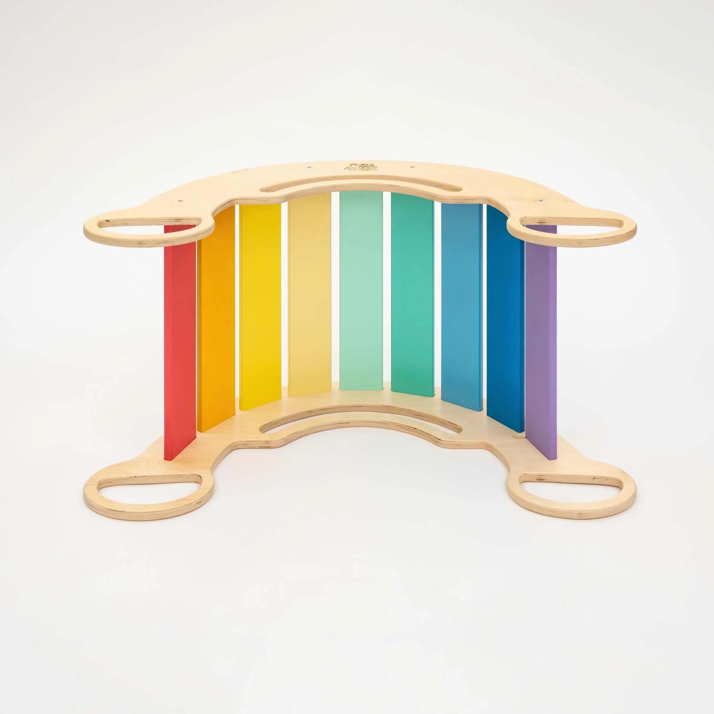 Montessori set s balanční houpačkou v pestrých barvách a polstrovaným polštářem 8/10